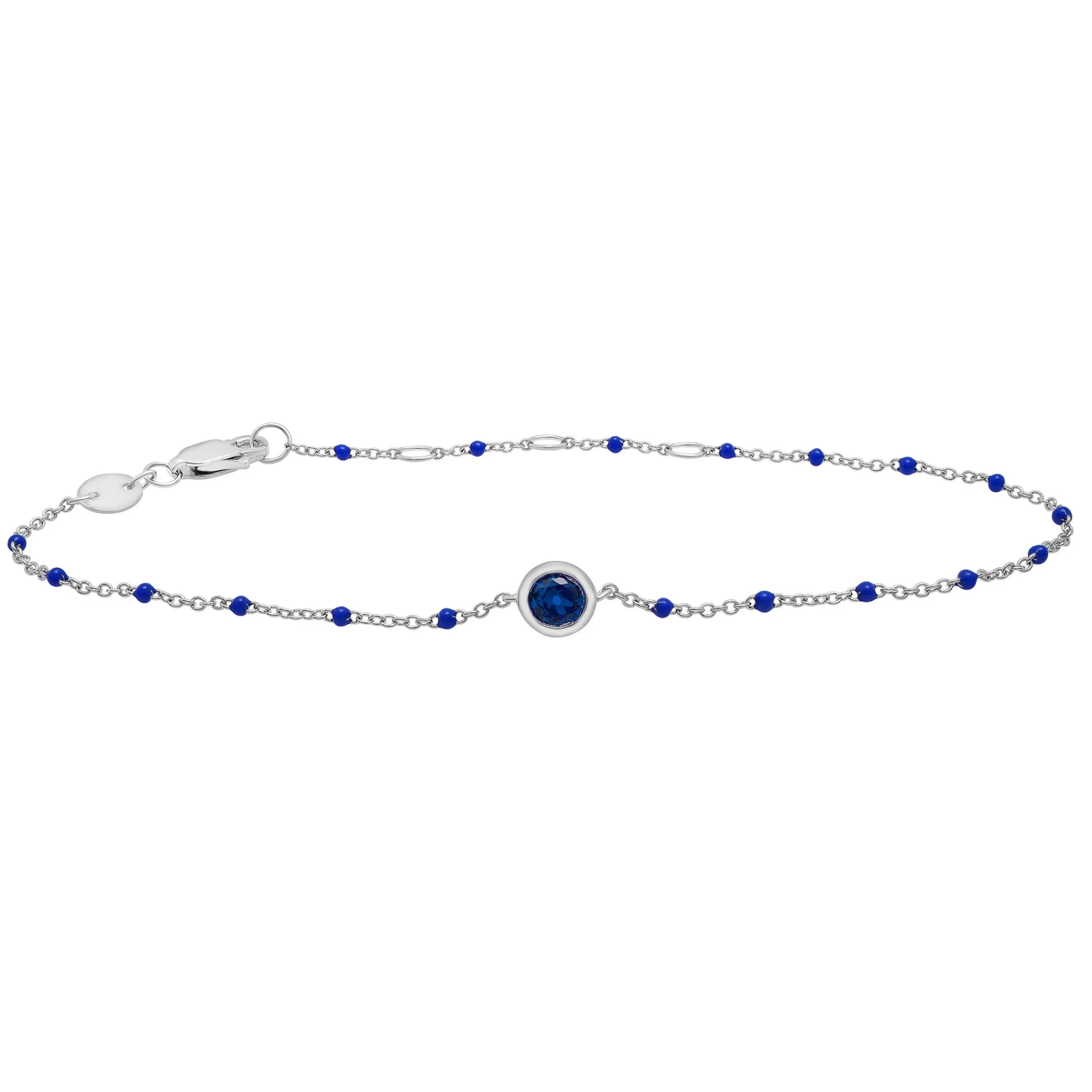 Bracelets^Layering & Stacking Lab Created Blue Sapphire And Beaded Enamel Bracelet In Sterling Silver