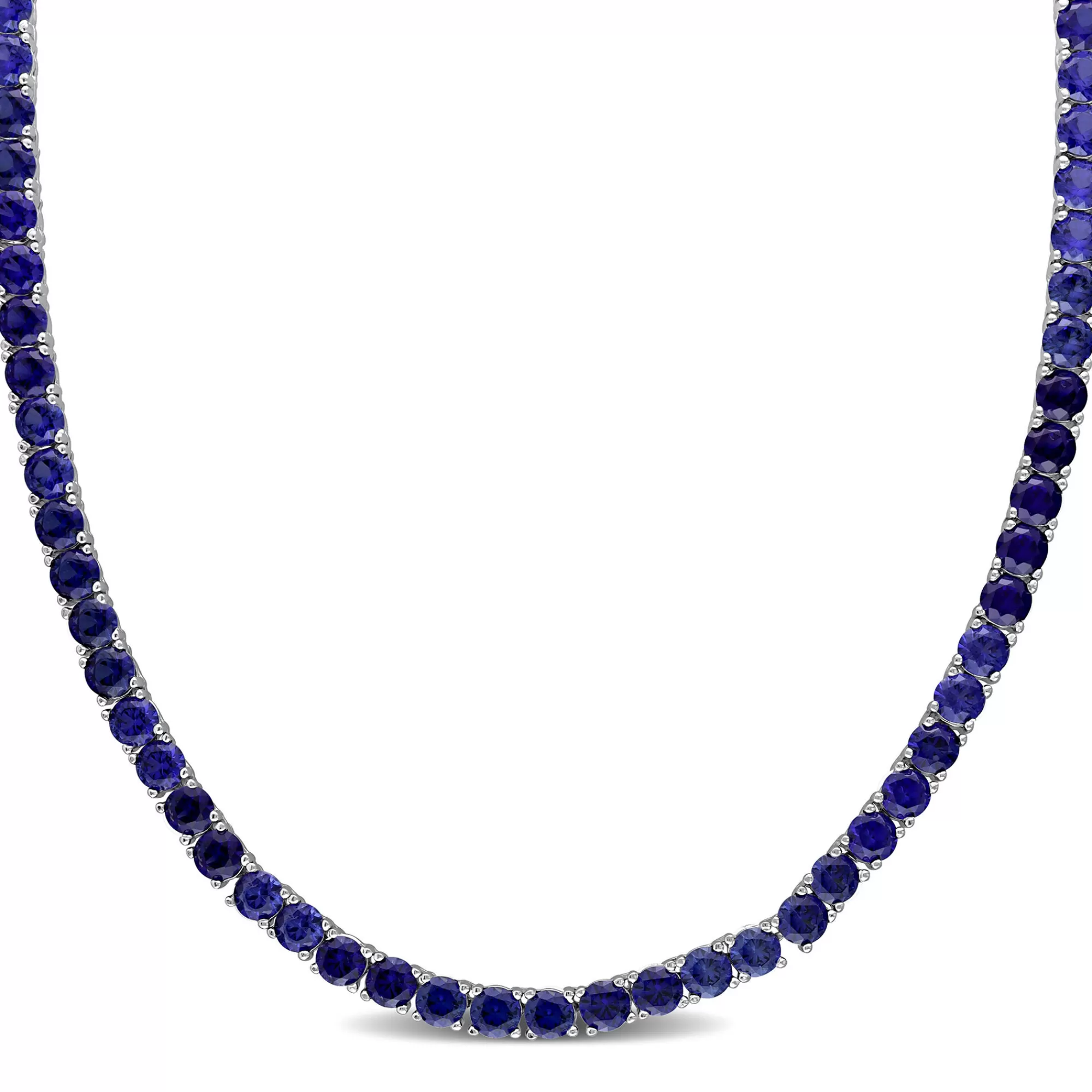 Necklaces & Pendants^* Lab Created Blue Sapphire Tennis Necklace In Sterling Silver