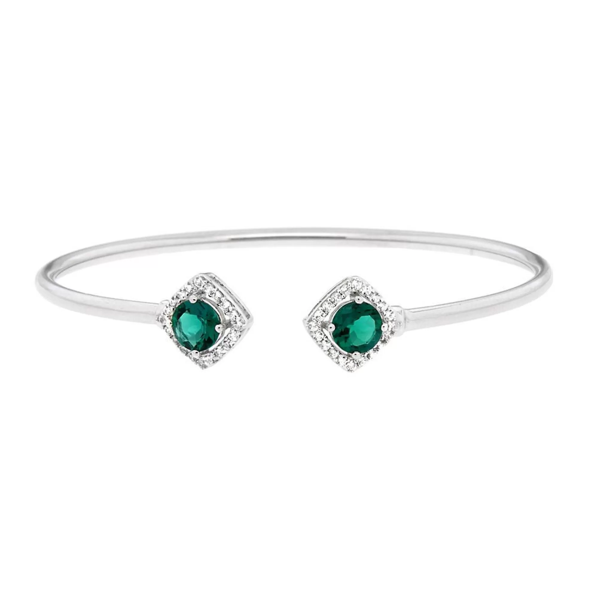 Bracelets^Layering & Stacking Lab Created Emerald & White Sapphire Bangle Bracelet In Sterling Silver