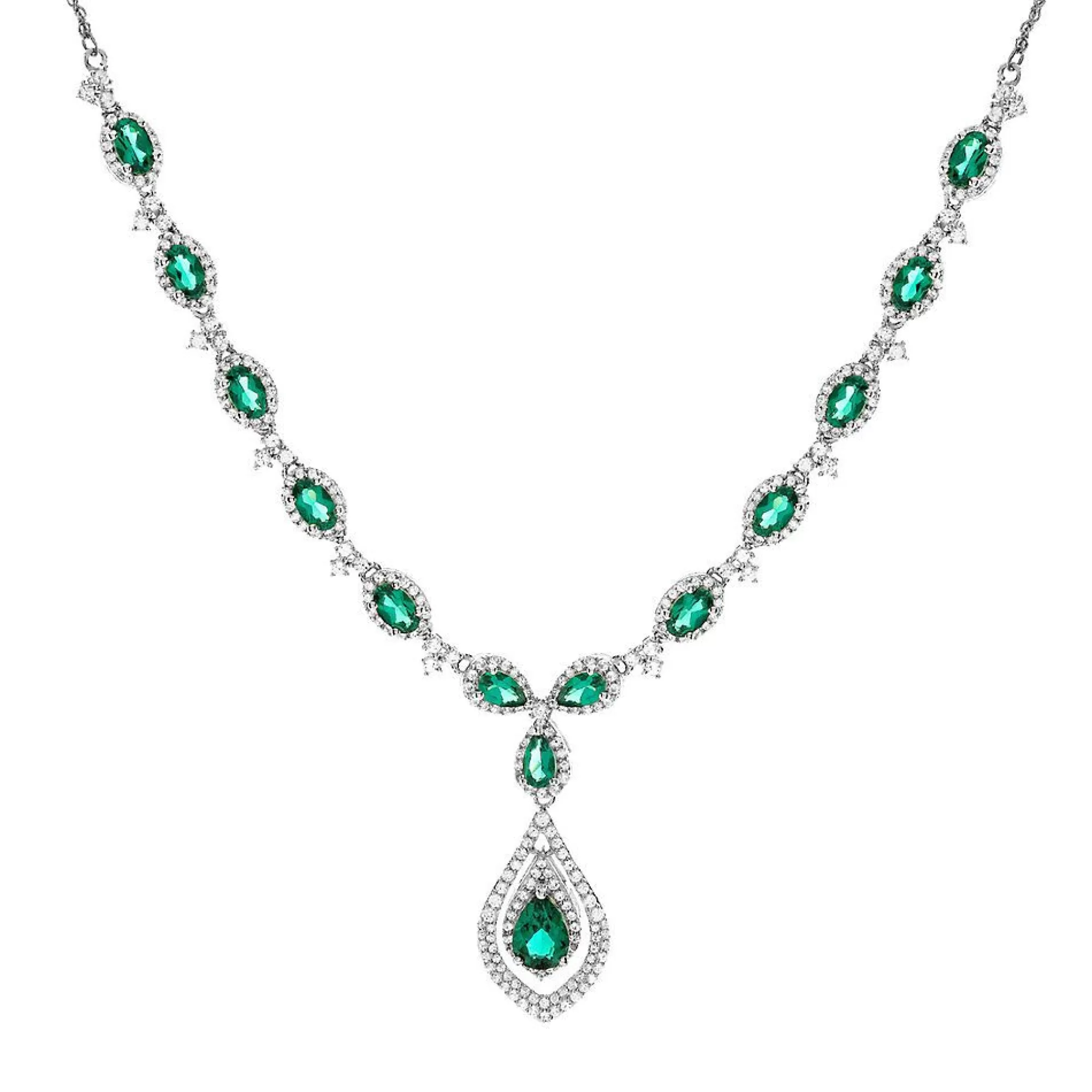 Necklaces & Pendants^* Lab Created Emerald & White Sapphire Necklace In Sterling Silver