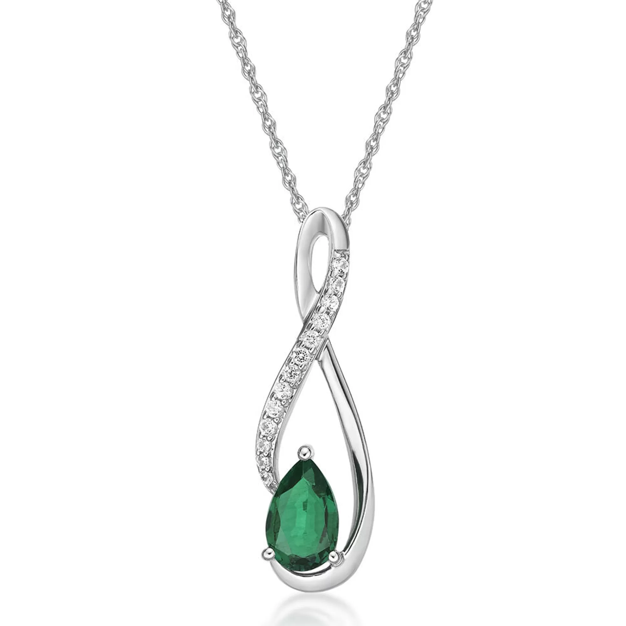 Necklaces & Pendants^* Lab Created Emerald & White Sapphire Pendant In Sterling Silver