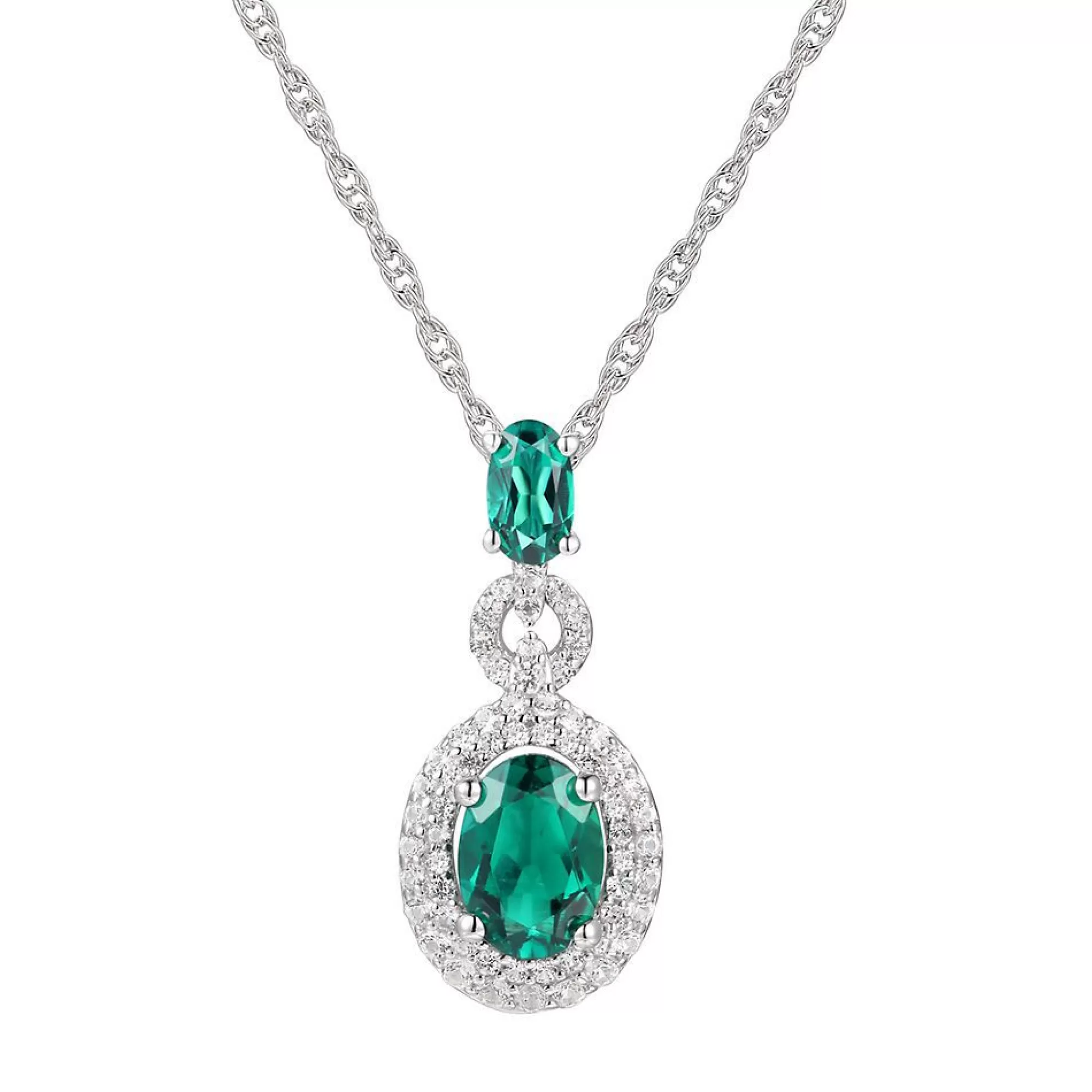 Necklaces & Pendants^* Lab Created Emerald & White Sapphire Pendant In Sterling Silver