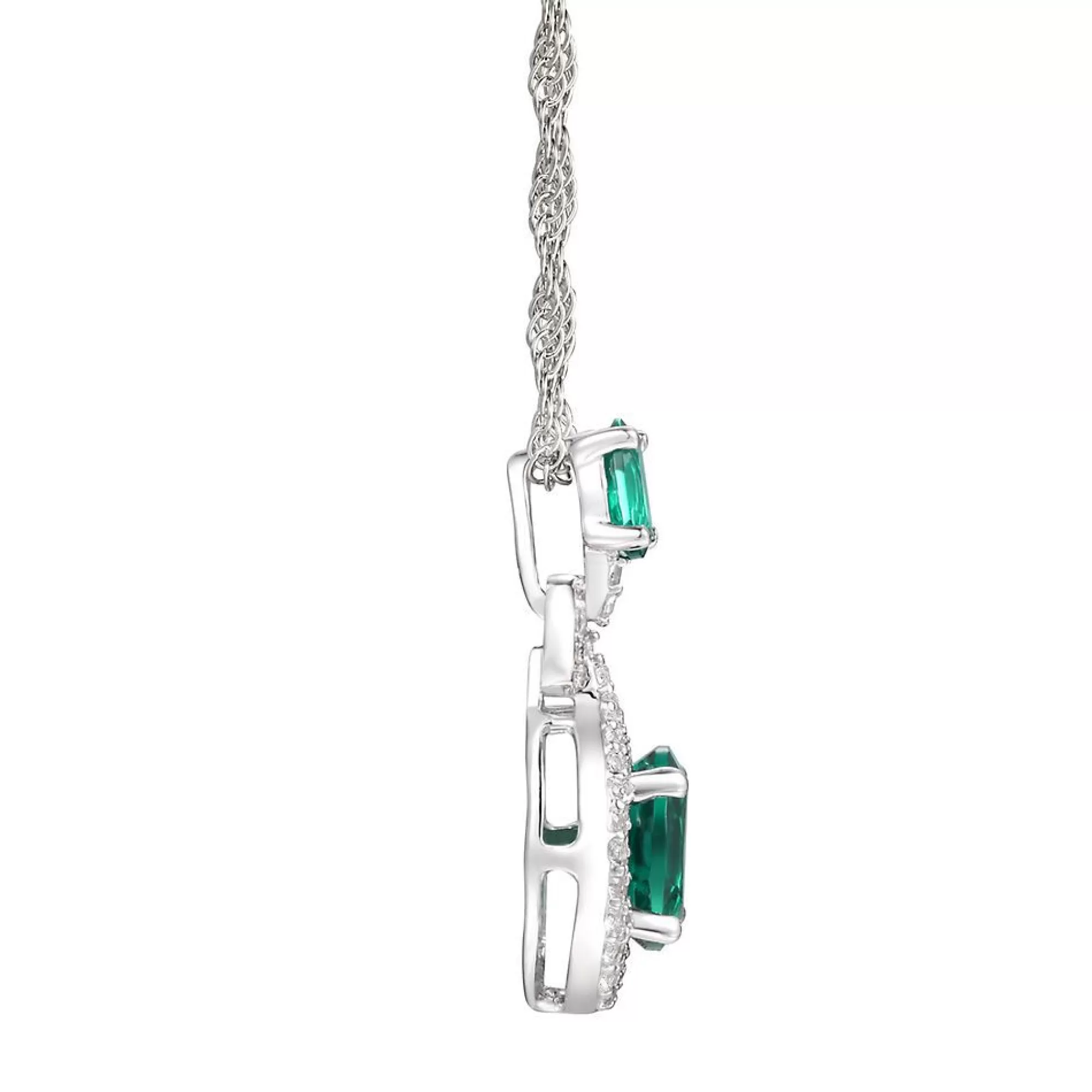 Necklaces & Pendants^* Lab Created Emerald & White Sapphire Pendant In Sterling Silver