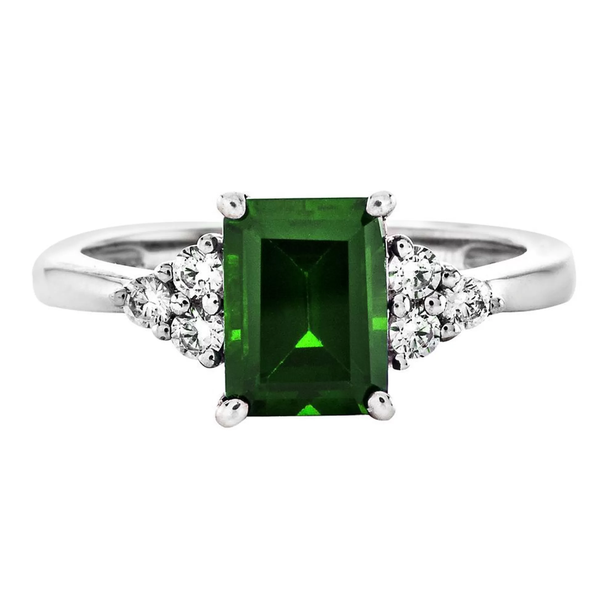 Rings^* Lab Created Emerald & White Sapphire Ring In Sterling Silver