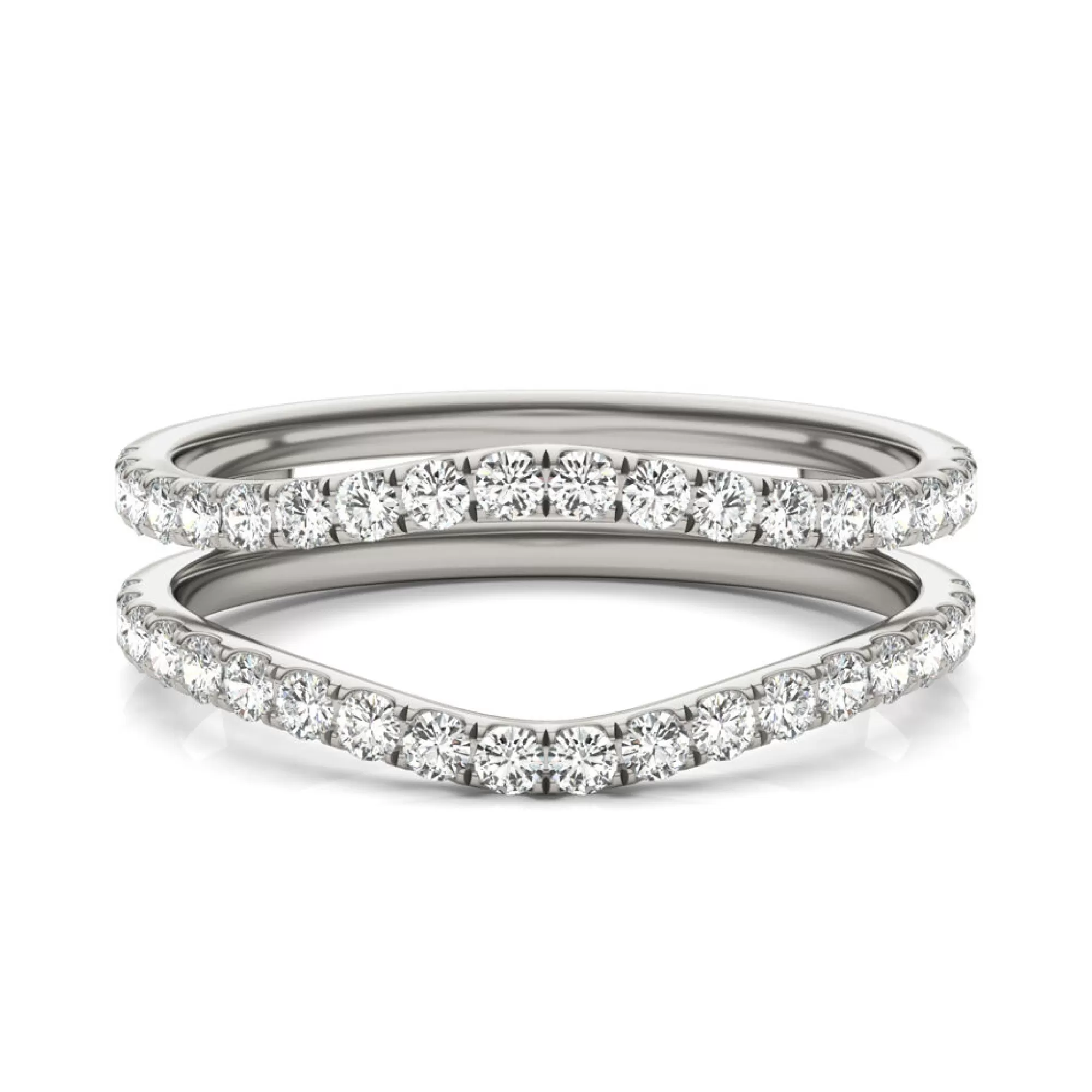 Rings^Charles & Colvard-Forever One™ Lab Created Moissanite Curved Ring Insert In 14K White Gold