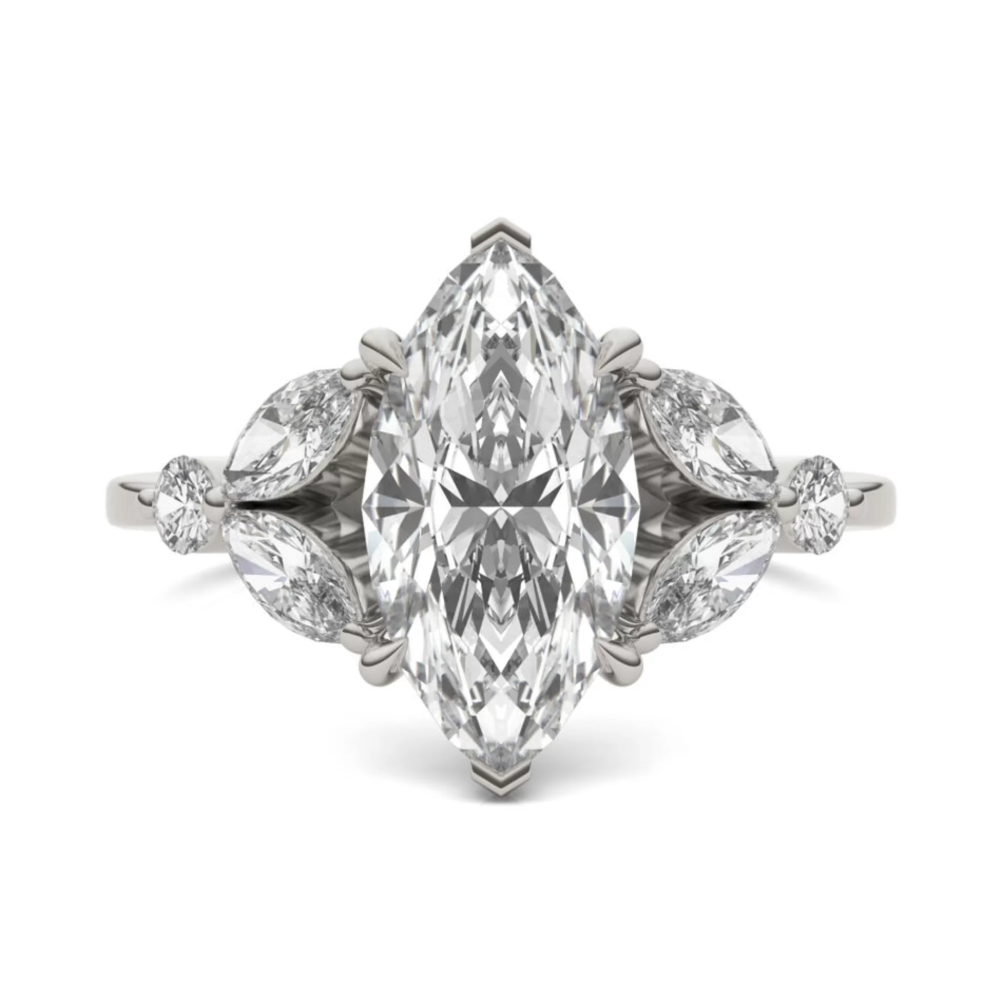 Rings^Charles & Colvard-Forever One™ Lab Created Moissanite Marquise-Shaped Engagement Ring In 14K White Gold