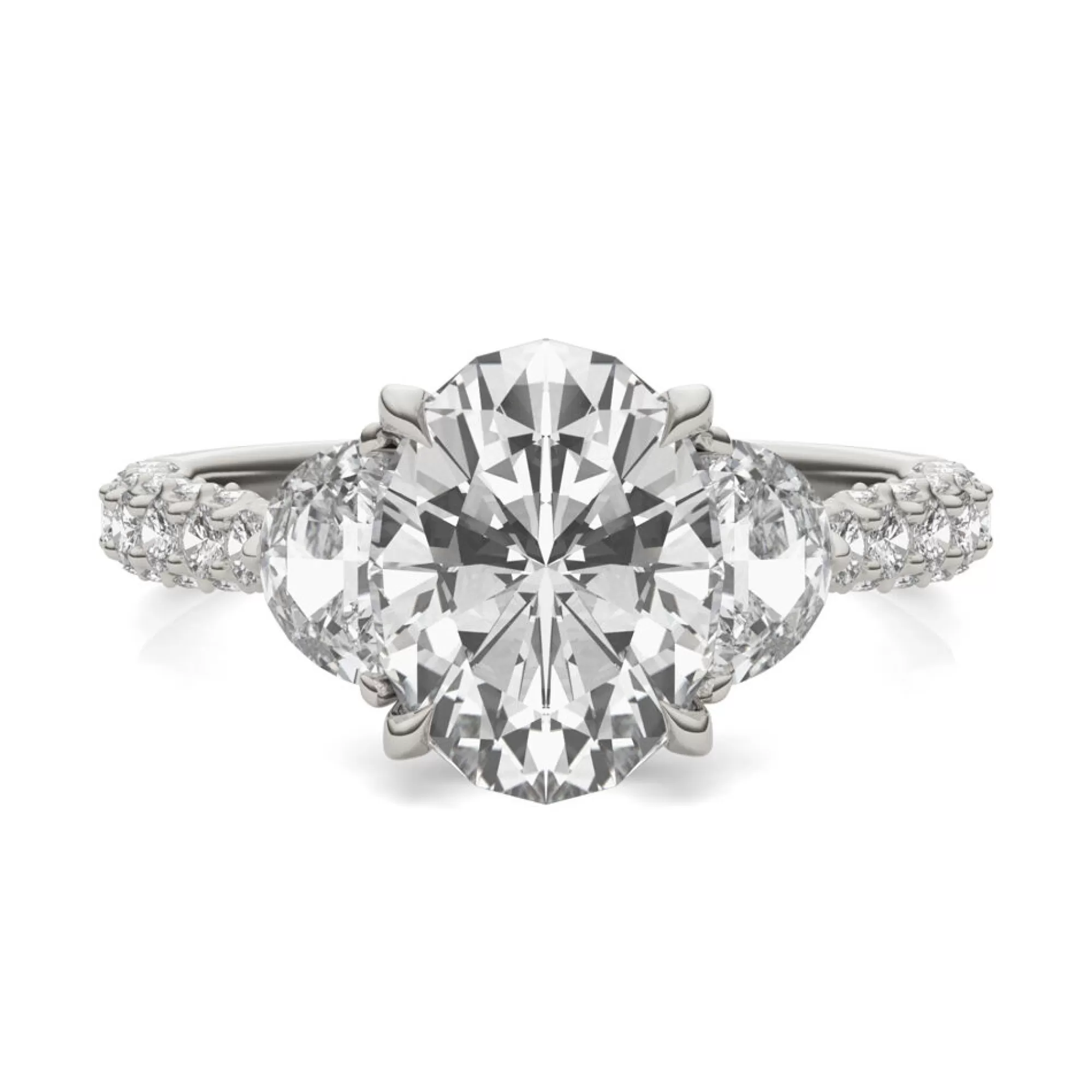 Rings^Charles & Colvard-Forever One™ Lab Created Moissanite Oval-Shaped Engagement Ring In 14K White Gold