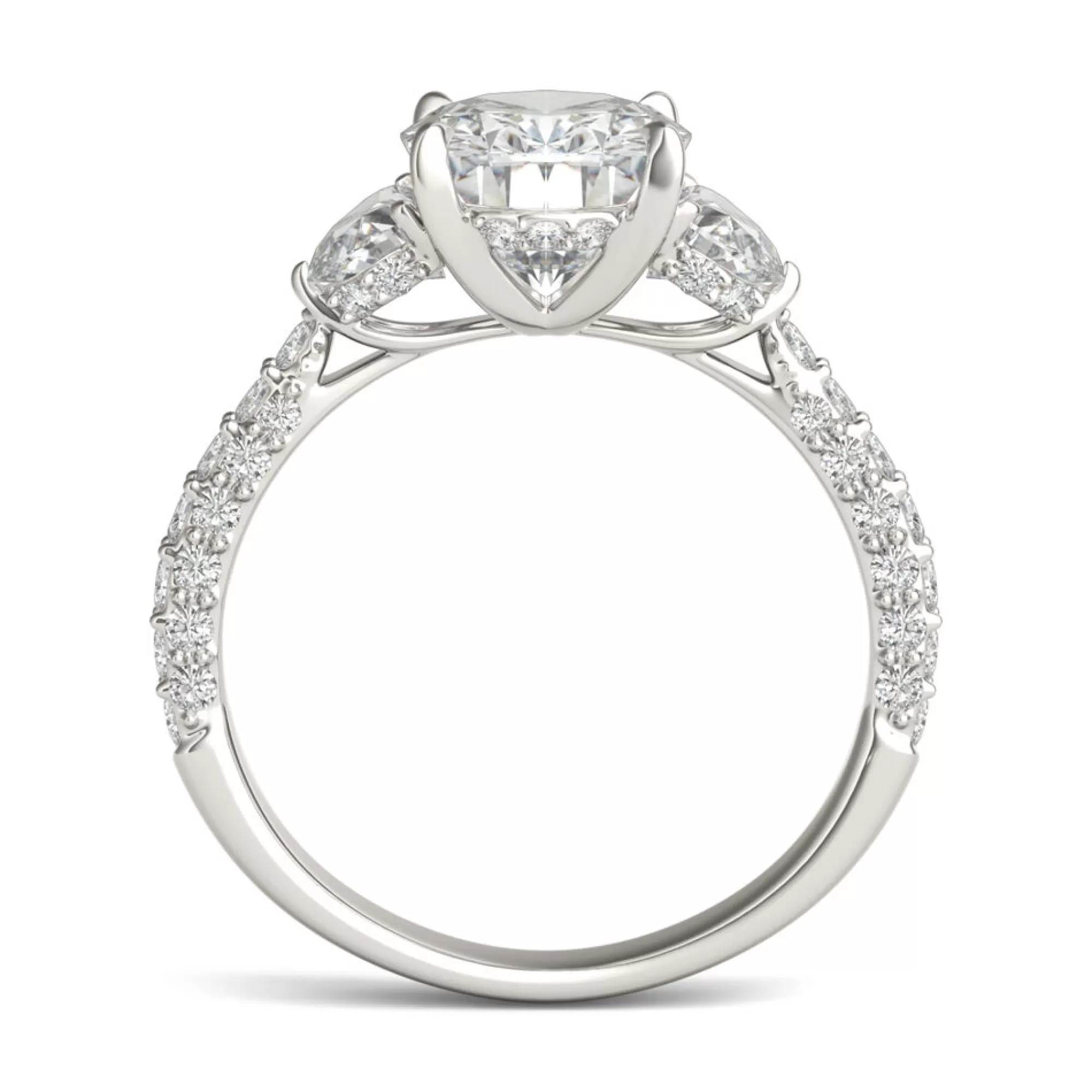 Rings^Charles & Colvard-Forever One™ Lab Created Moissanite Oval-Shaped Engagement Ring In 14K White Gold