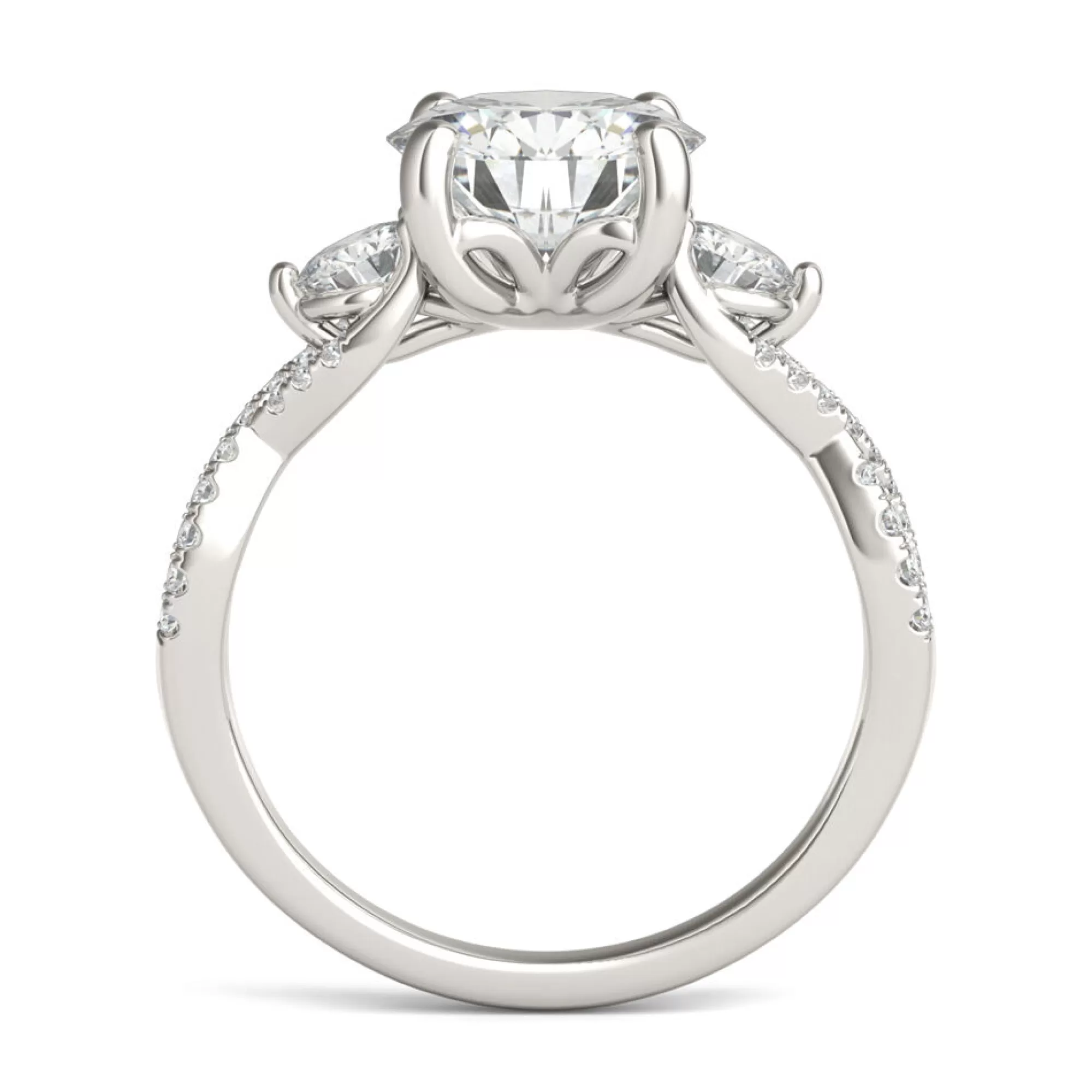 Rings^Charles & Colvard-Forever One™ Lab Created Moissanite Twist-Shank Multi-Stone Engagement Ring In 14K White Gold