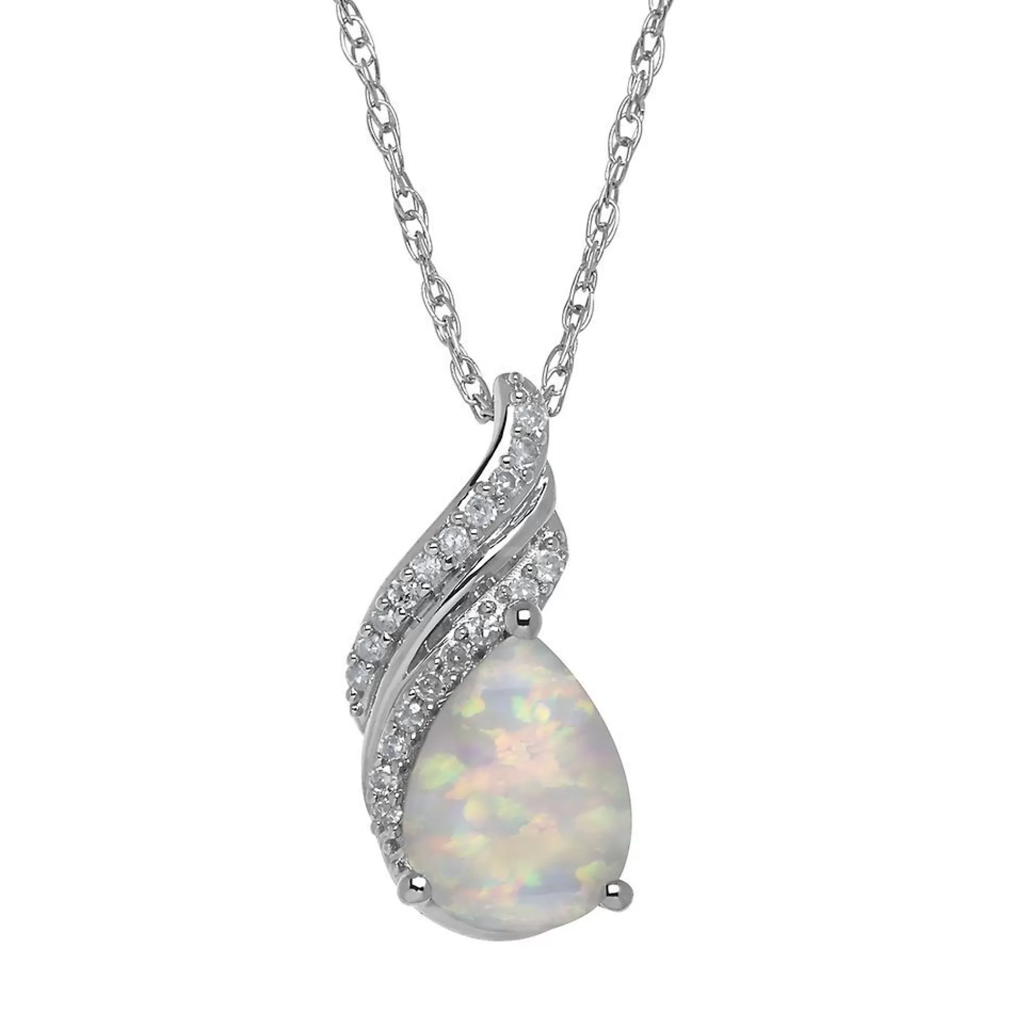 Necklaces & Pendants^* Lab Created Opal & Diamond Pendant In Sterling Silver