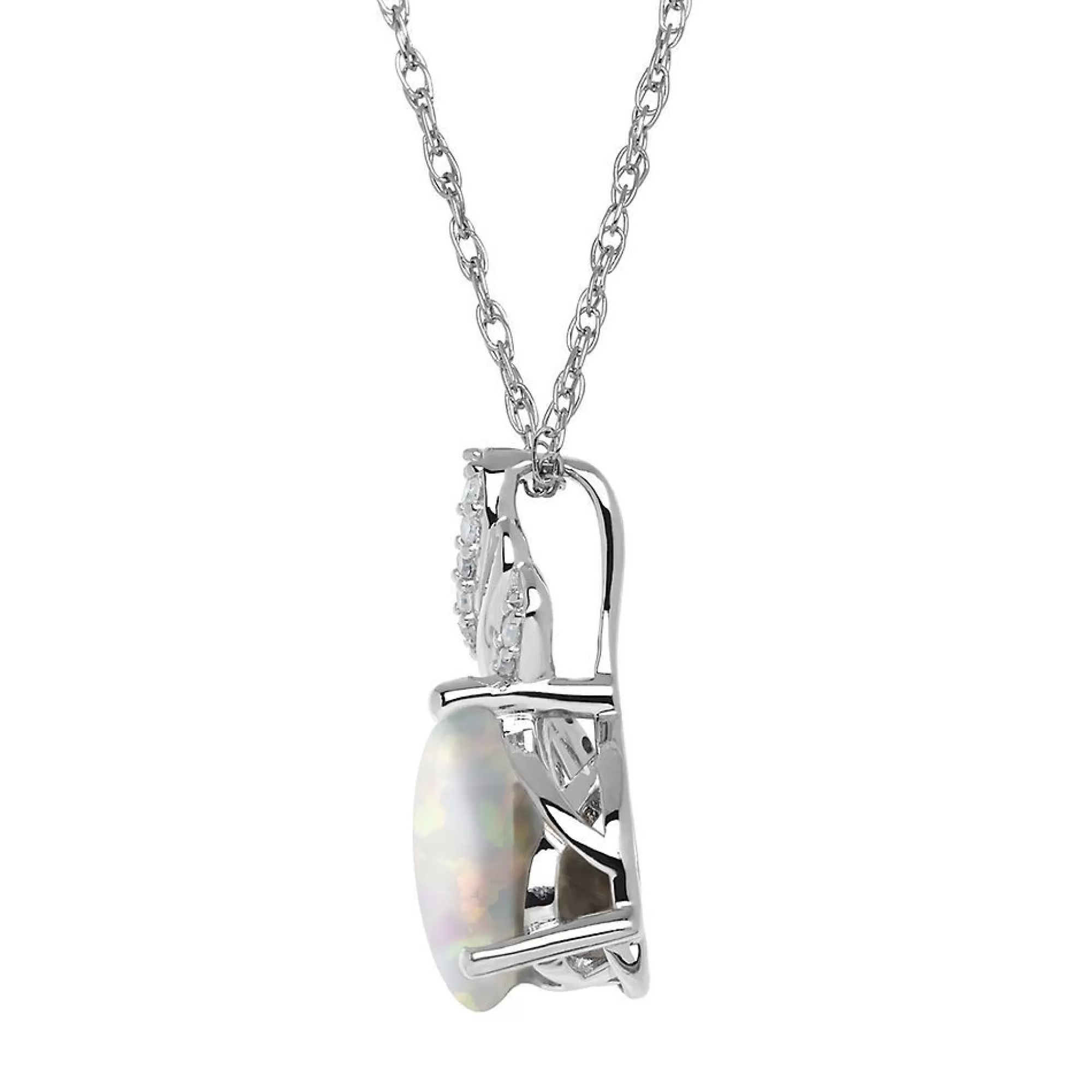 Necklaces & Pendants^* Lab Created Opal & Diamond Pendant In Sterling Silver