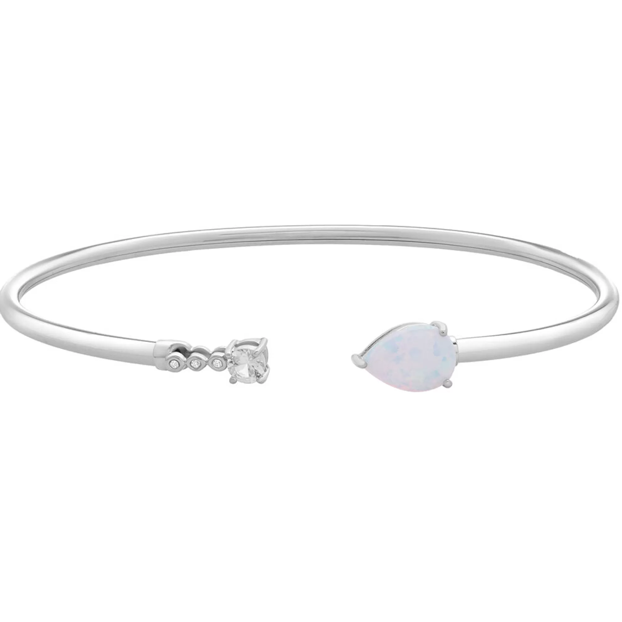 Bracelets^Layering & Stacking Lab Created Opal & White Sapphire Bracelet In Sterling Silver