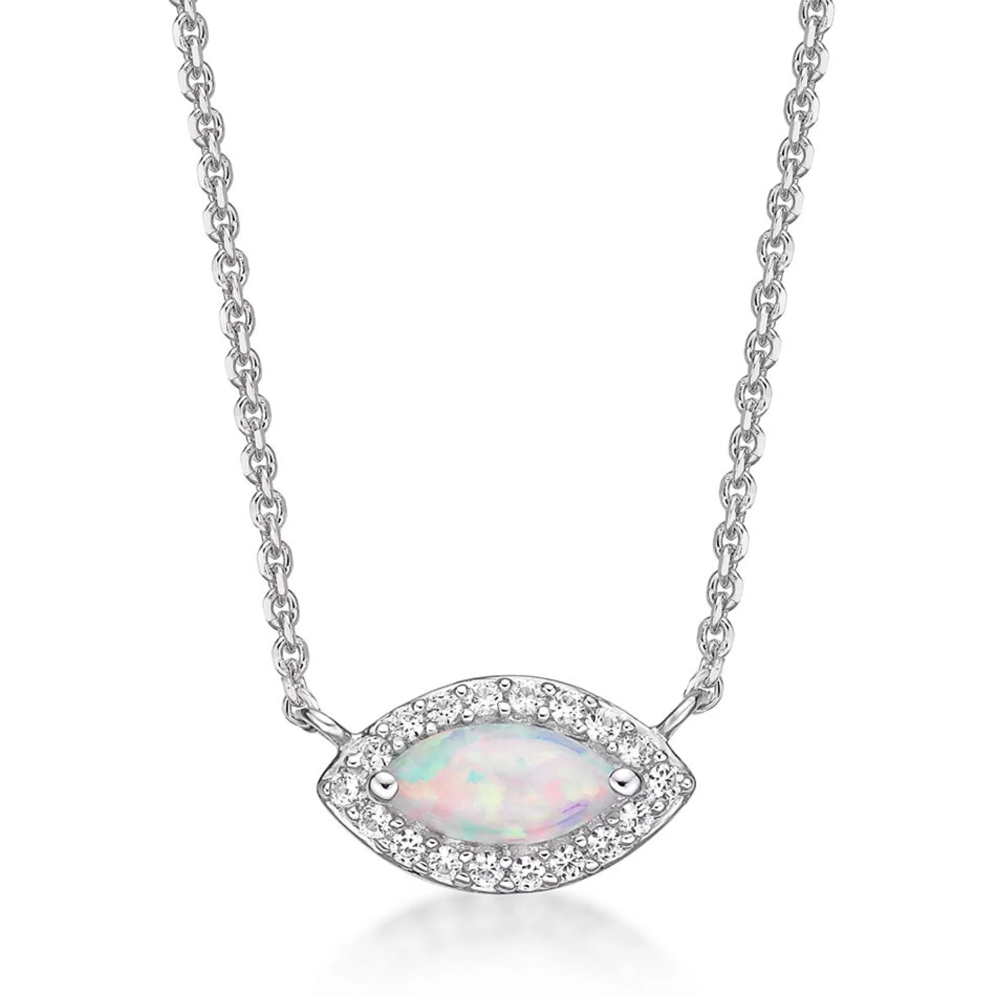 Necklaces & Pendants^* Lab Created Opal & White Sapphire Necklace In Sterling Silver