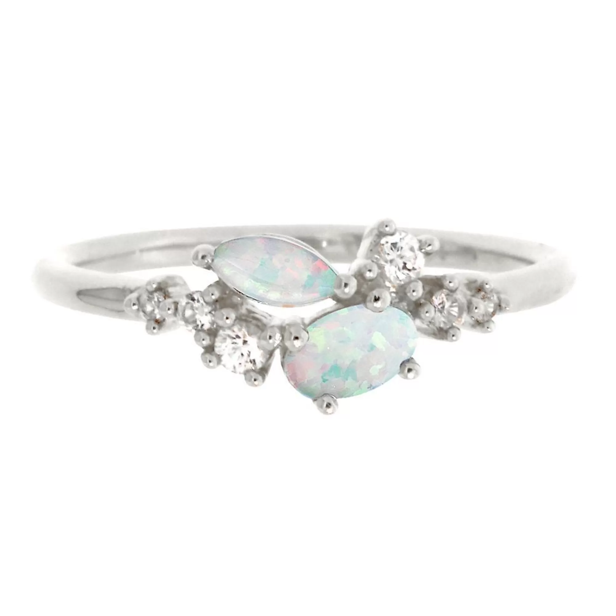 Rings^Layering & Stacking Lab Created Opal & White Sapphire Stack Ring In Sterling Silver