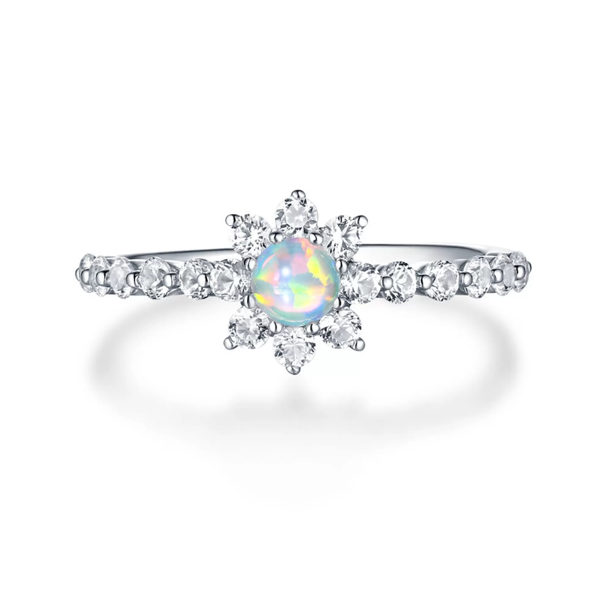 Rings^Layering & Stacking Lab Created Opal & White Sapphire Stack Ring In Sterling Silver