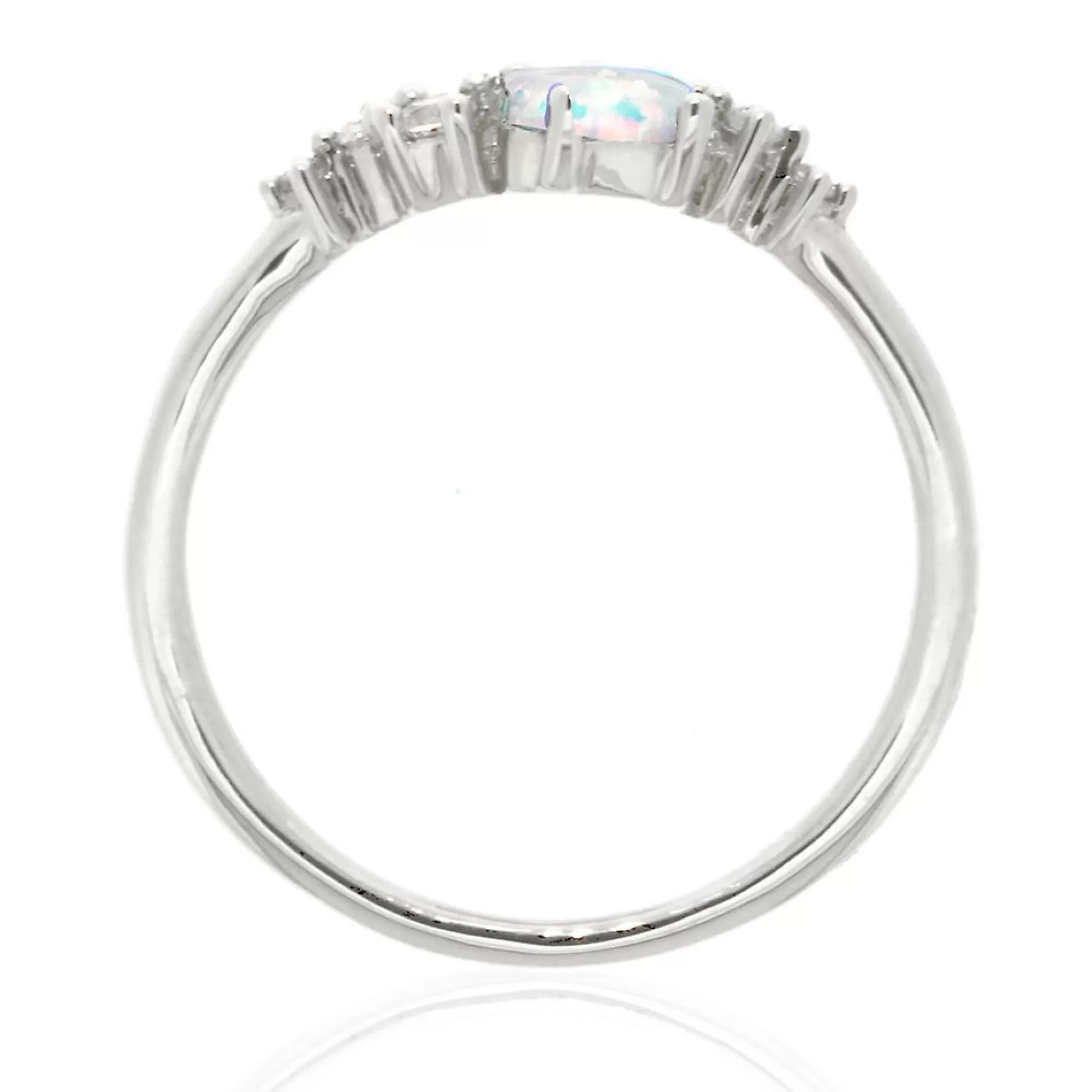 Rings^Layering & Stacking Lab Created Opal & White Sapphire Stack Ring In Sterling Silver