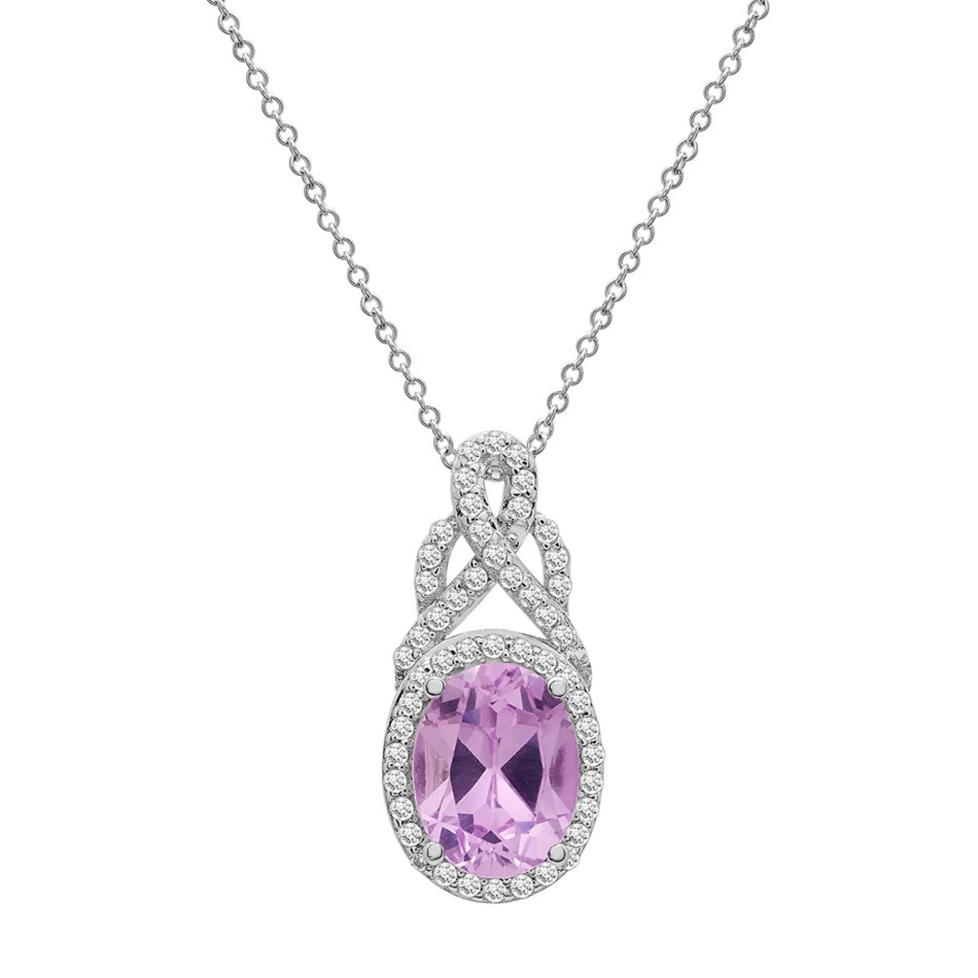 Necklaces & Pendants^* Lab Created Pink & White Sapphire Pendant In Sterling Silver