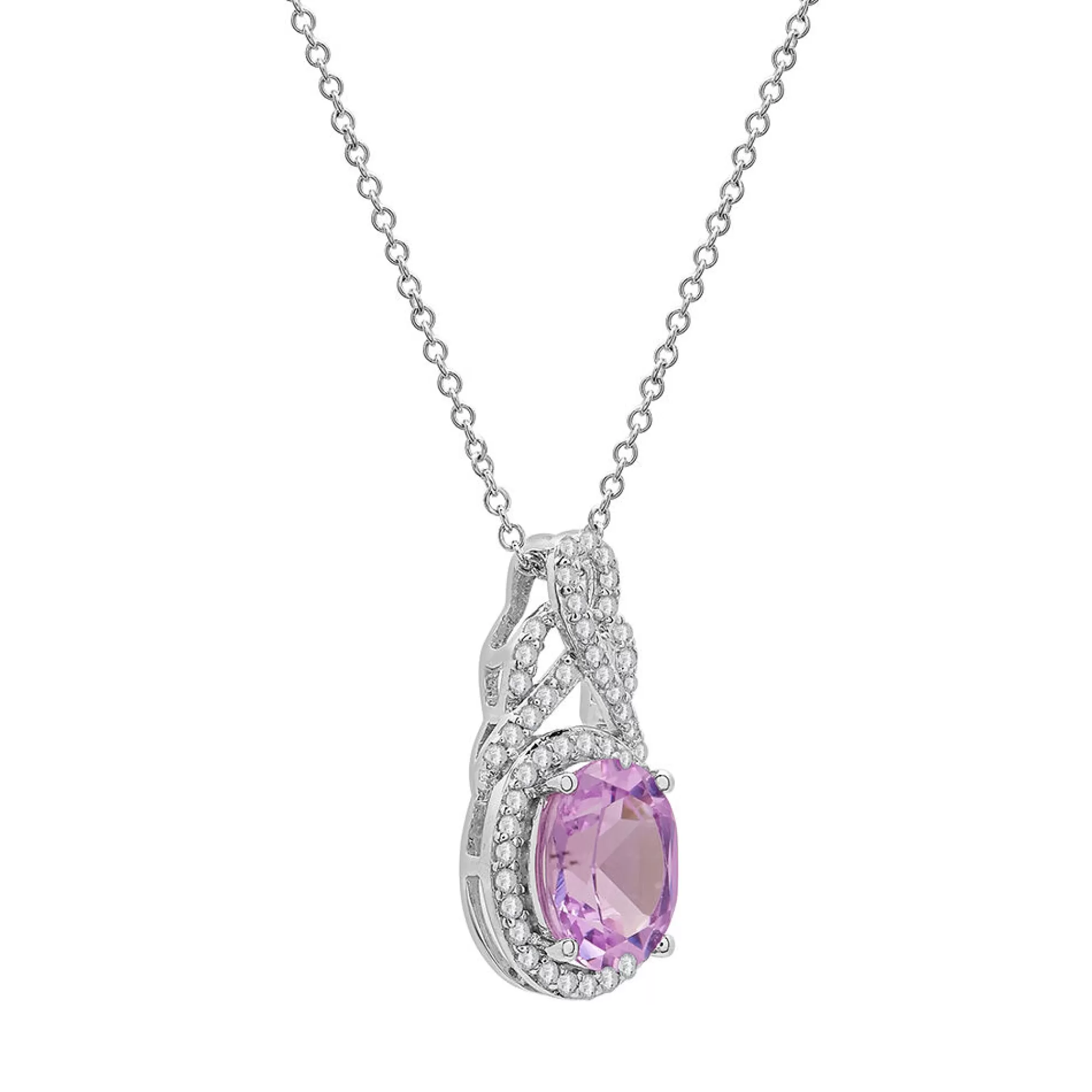 Necklaces & Pendants^* Lab Created Pink & White Sapphire Pendant In Sterling Silver