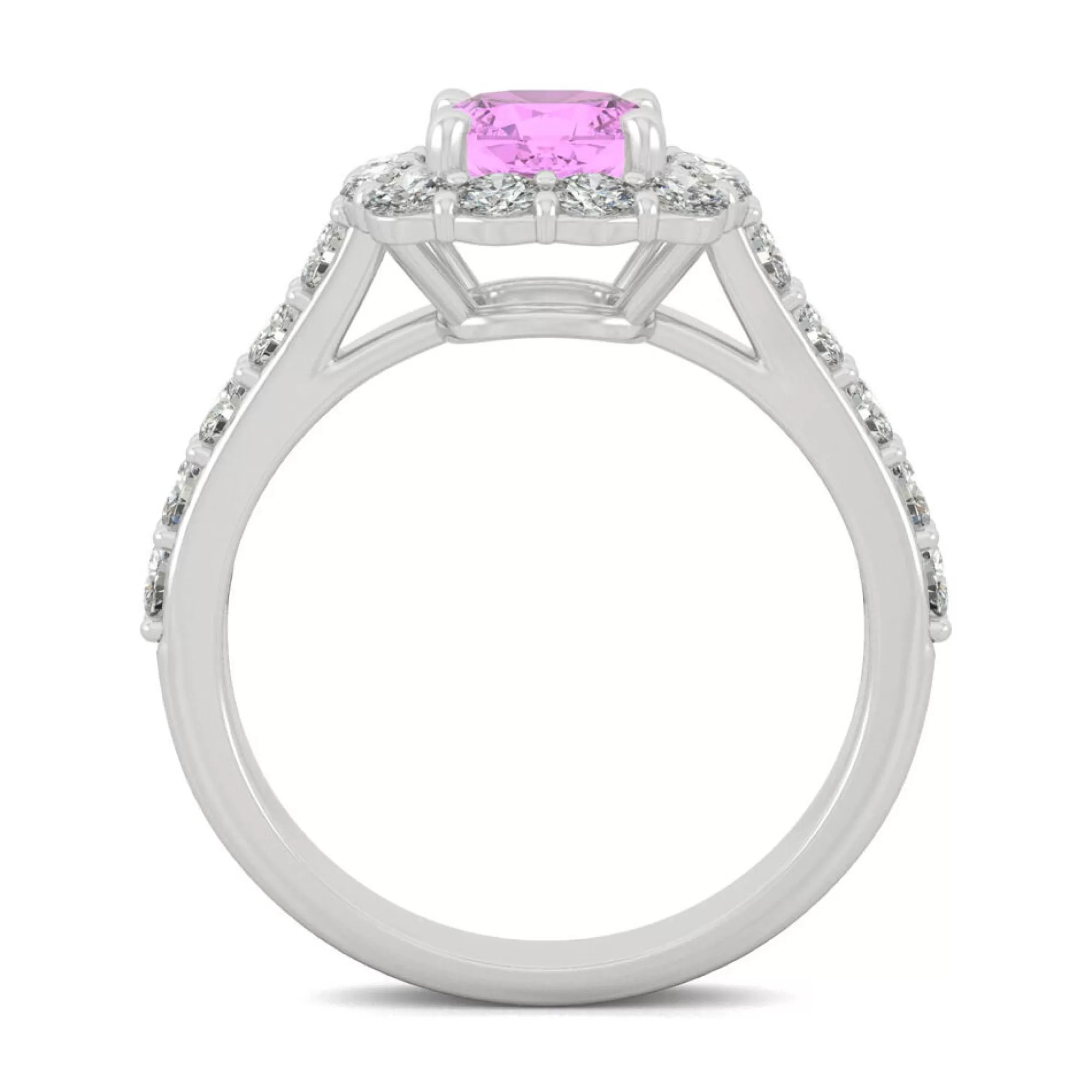 Rings^Charles & Colvard-Forever One™ Lab Created Pink Sapphire & Moissanite Halo Ring In 14K White Gold (1 1/10 Ct. Tw.)