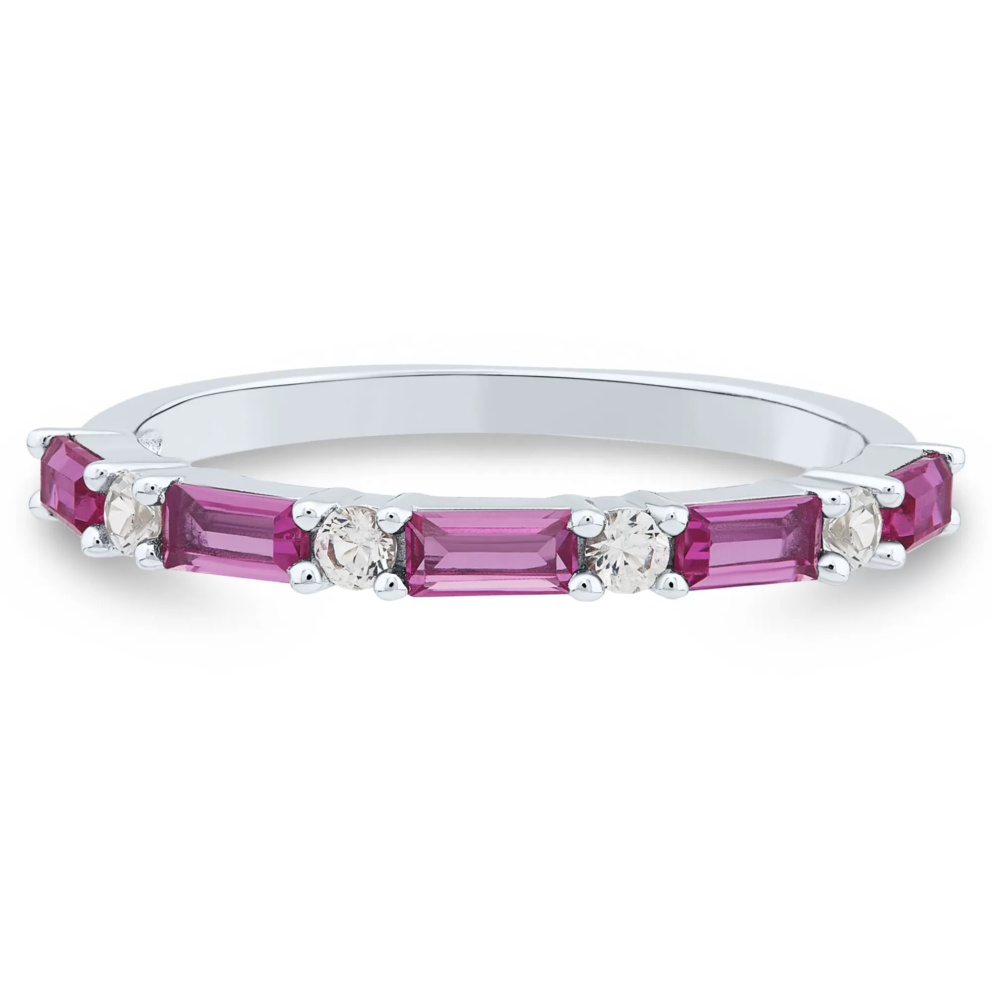 Rings^Layering & Stacking Lab Created Pink Sapphire Stack Band In Sterling Silver