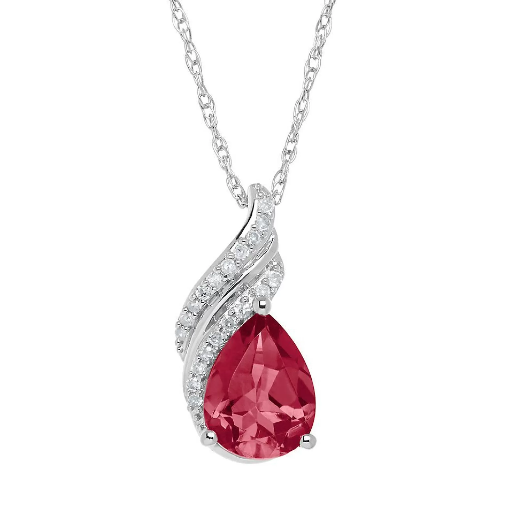 Necklaces & Pendants^* Lab Created Ruby & Diamond Pendant In Sterling Silver