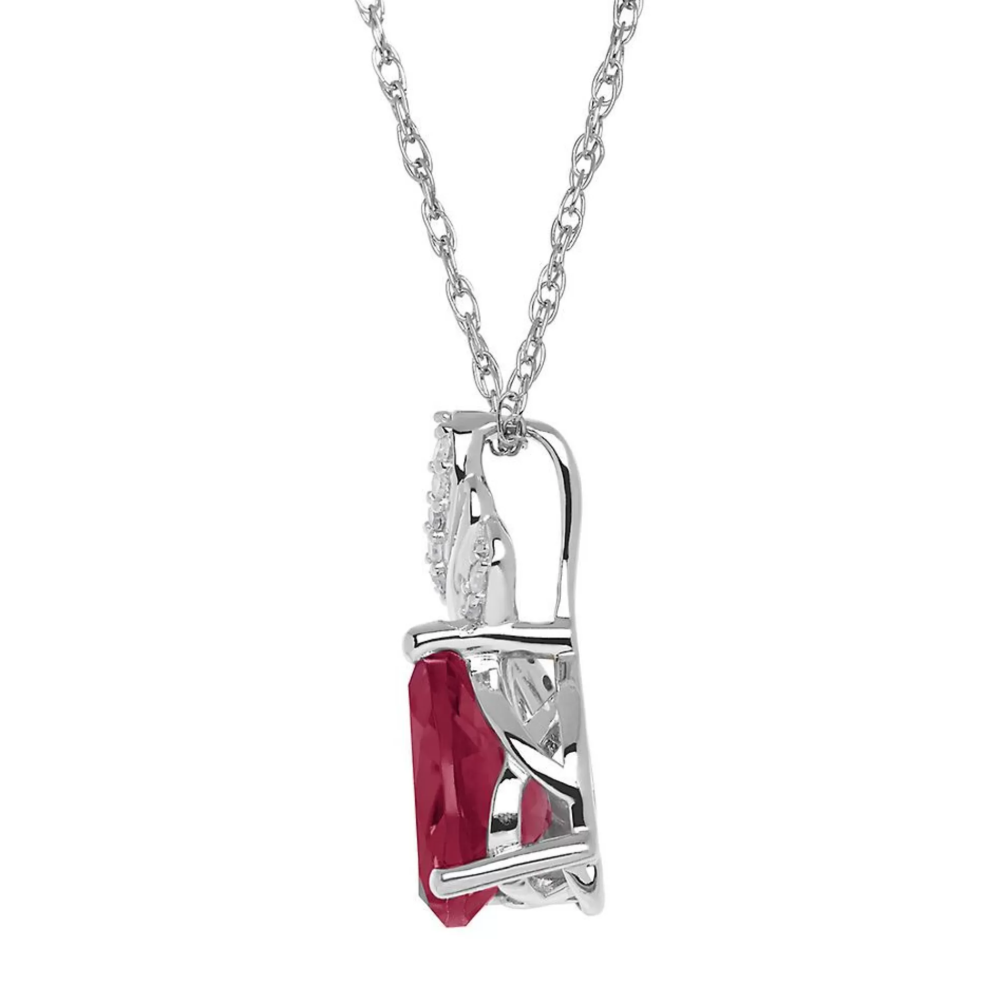 Necklaces & Pendants^* Lab Created Ruby & Diamond Pendant In Sterling Silver