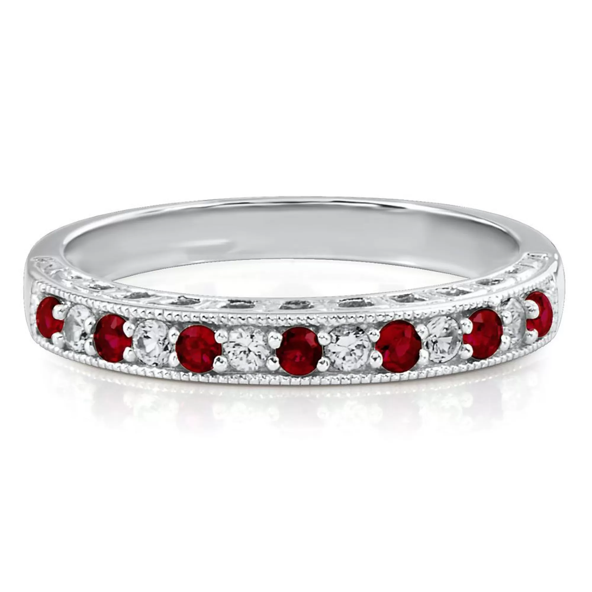 Rings^Layering & Stacking Lab Created Ruby & White Sapphire Stack Ring In Sterling Silver