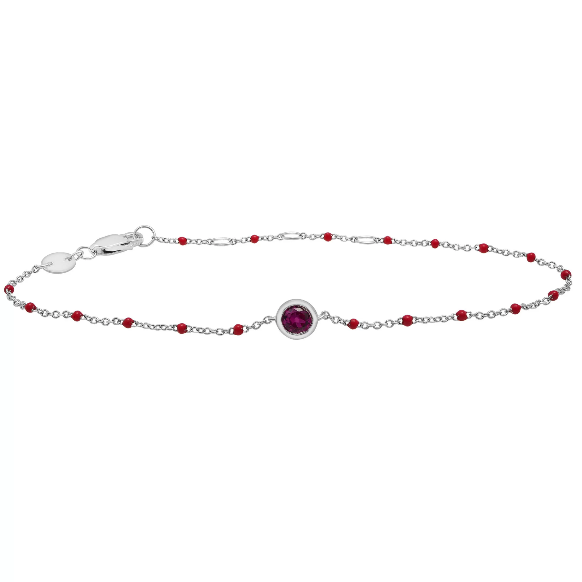 Bracelets^Layering & Stacking Lab Created Ruby And Beaded Enamel Bracelet In Sterling Silver