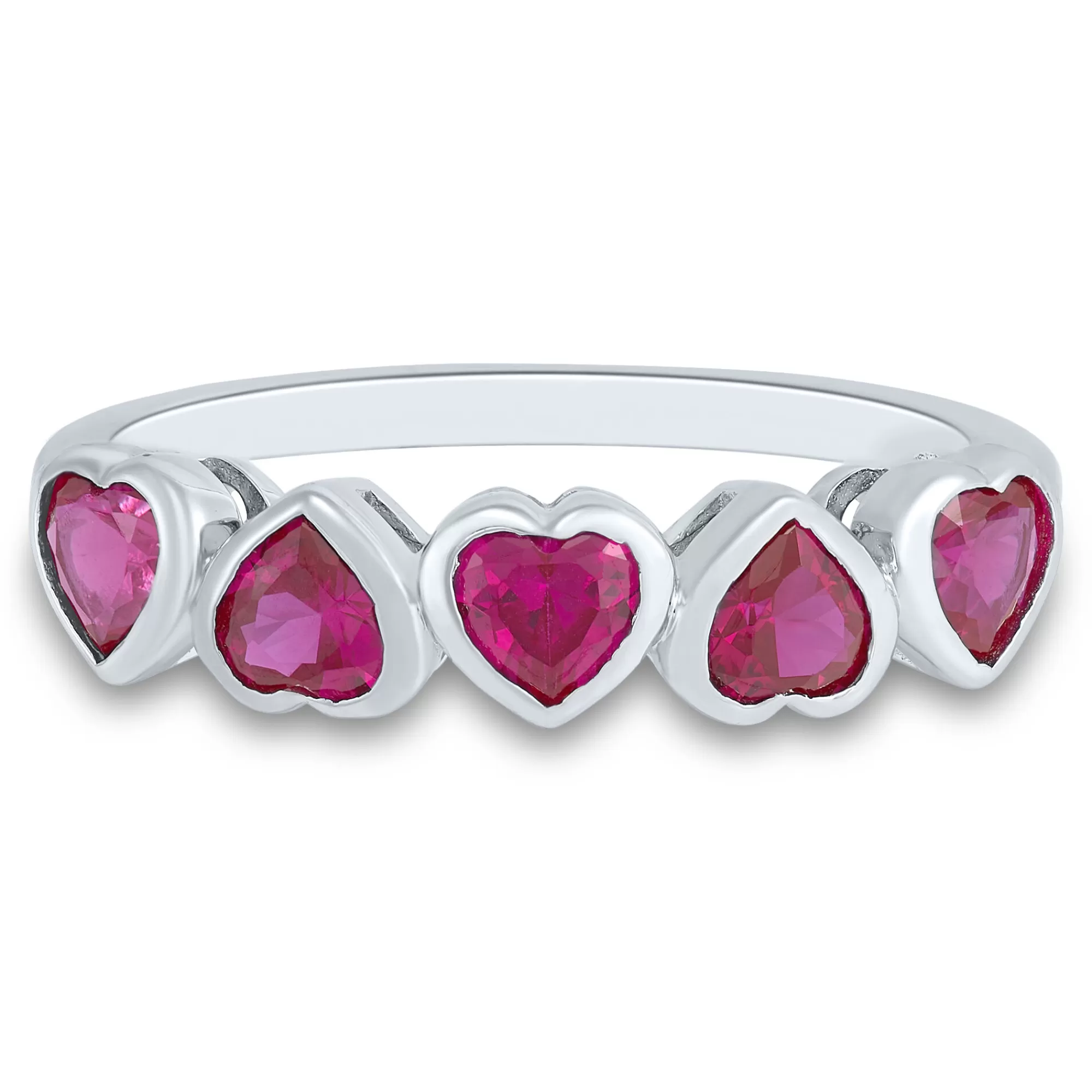 Rings^Layering & Stacking Lab Created Ruby Heart Stack Ring In Sterling Silver