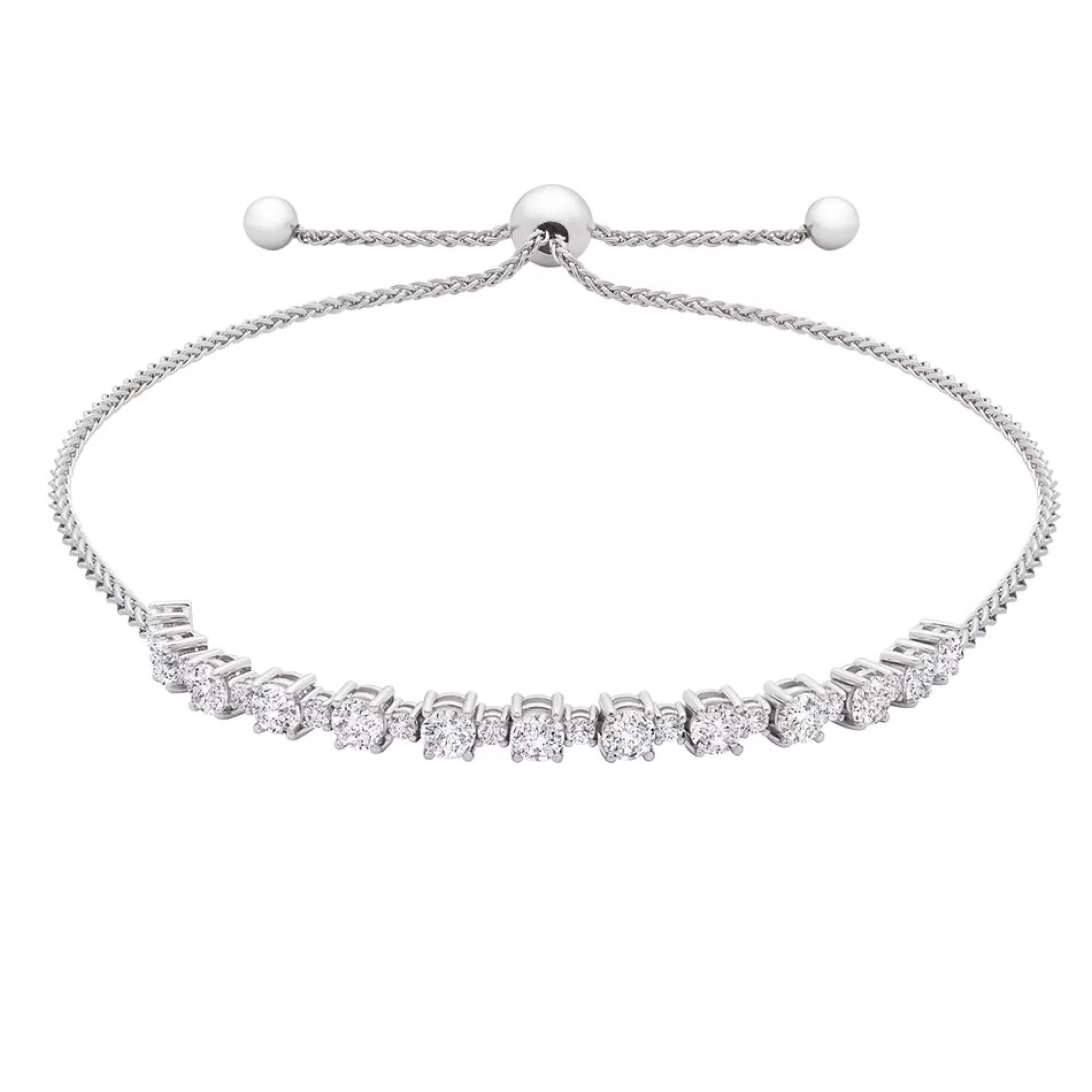 Bracelets^Layering & Stacking Lab Created White Sapphire Bolo Bracelet In Sterling Silver