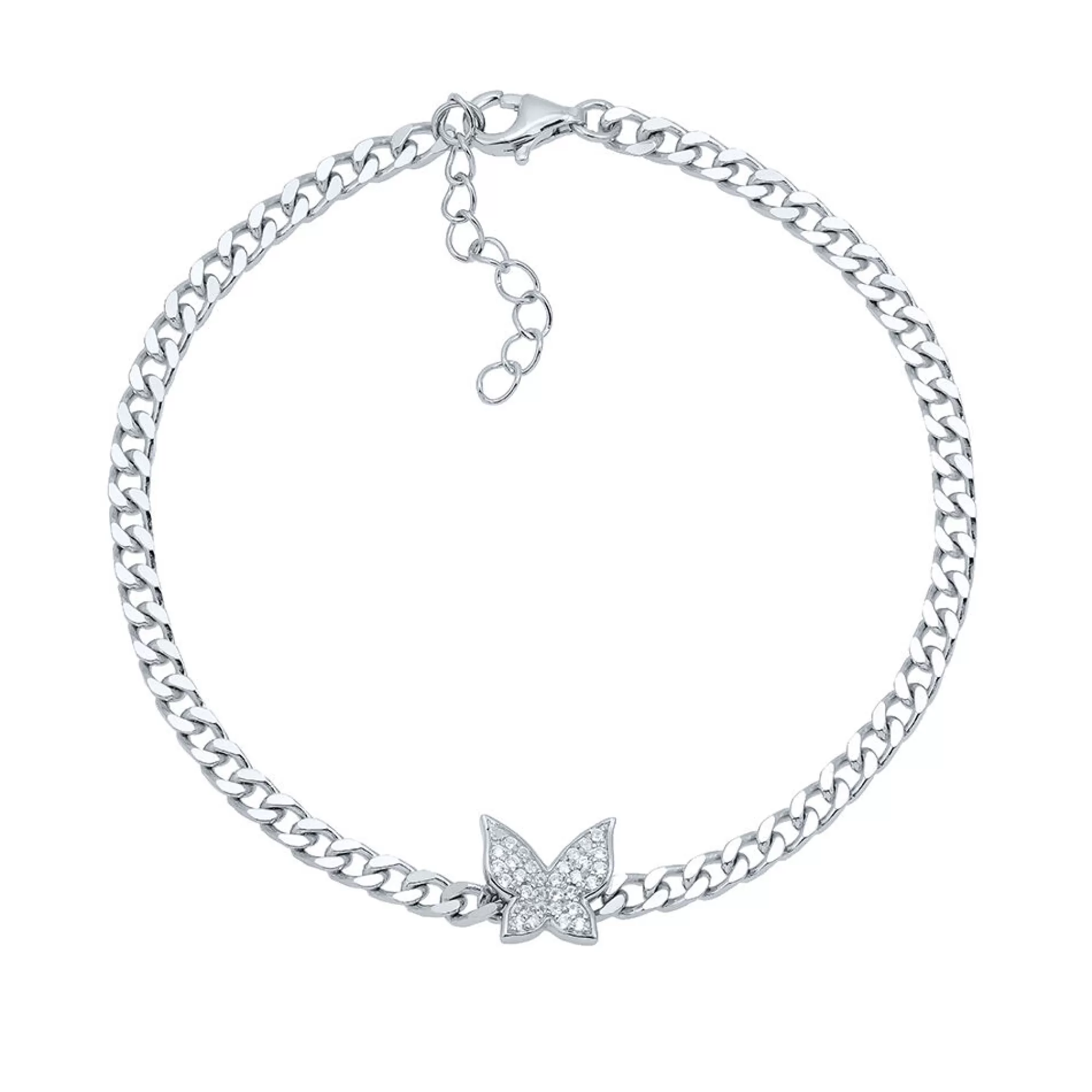 Bracelets^Layering & Stacking Lab Created White Sapphire Butterfly Bracelet In Sterling Silver