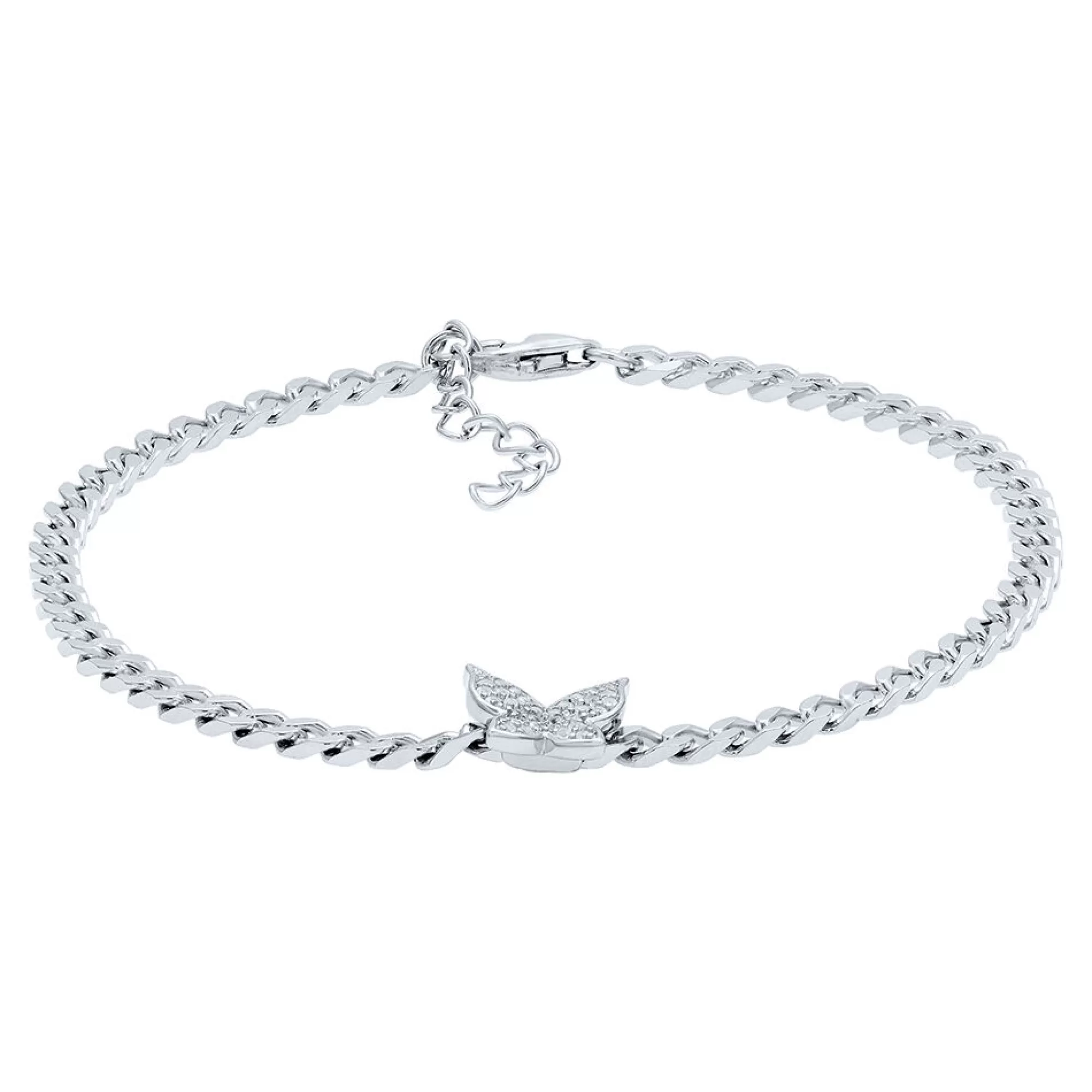 Bracelets^Layering & Stacking Lab Created White Sapphire Butterfly Bracelet In Sterling Silver