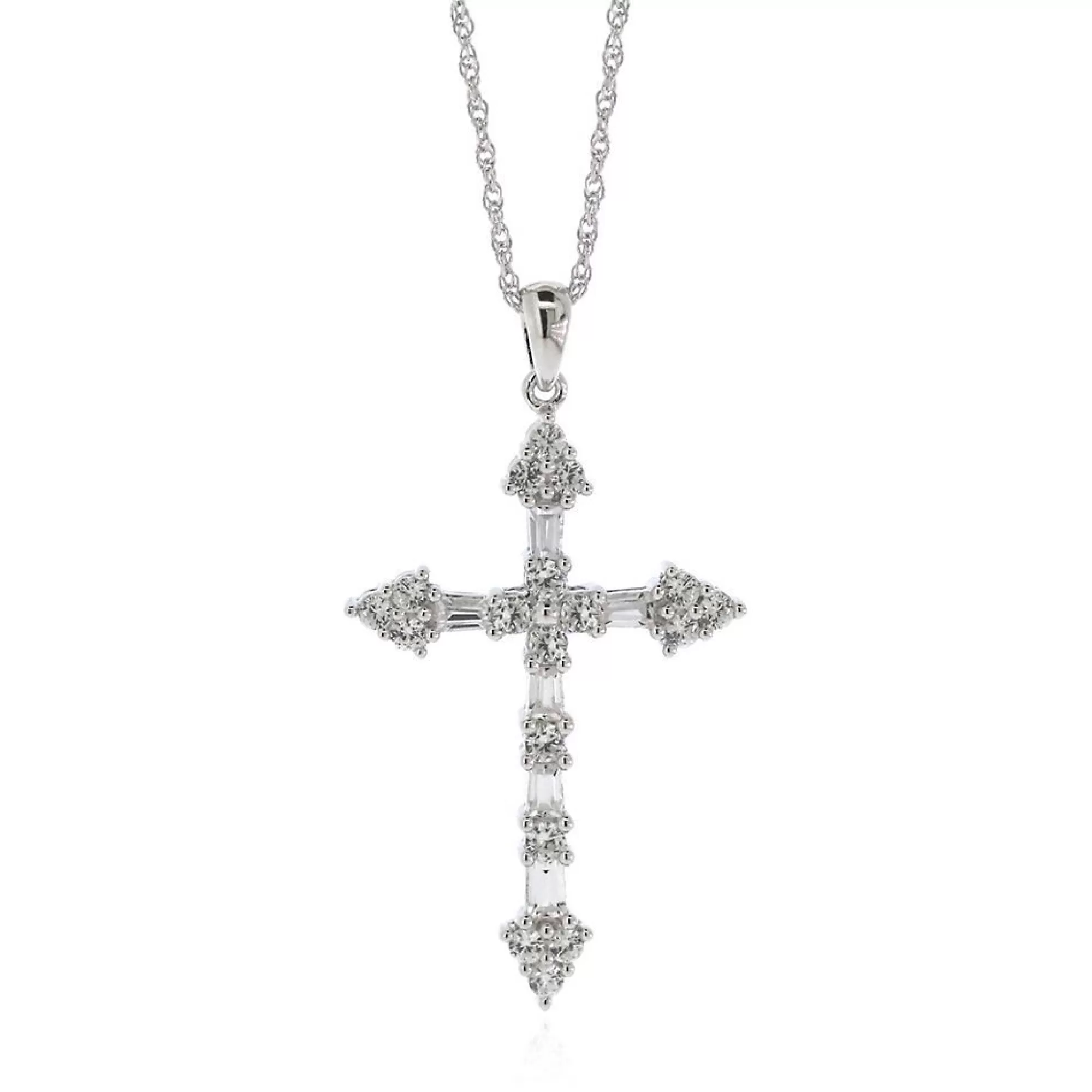 Necklaces & Pendants^* Lab Created White Sapphire Cross Pendant In Sterling Silver