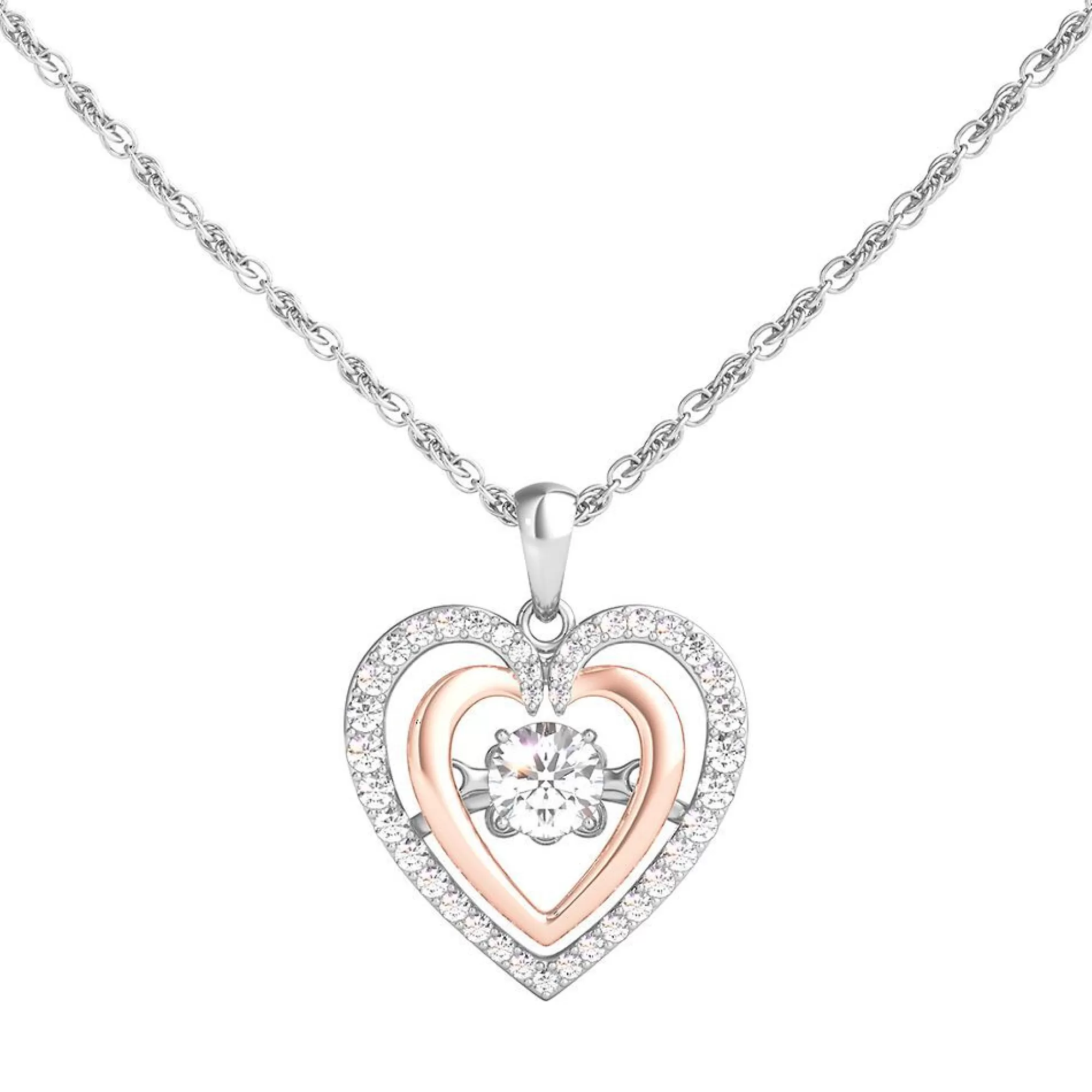 Necklaces & Pendants^Beat of Your Heart Lab Created White Sapphire Heart Pendant In Sterling Silver