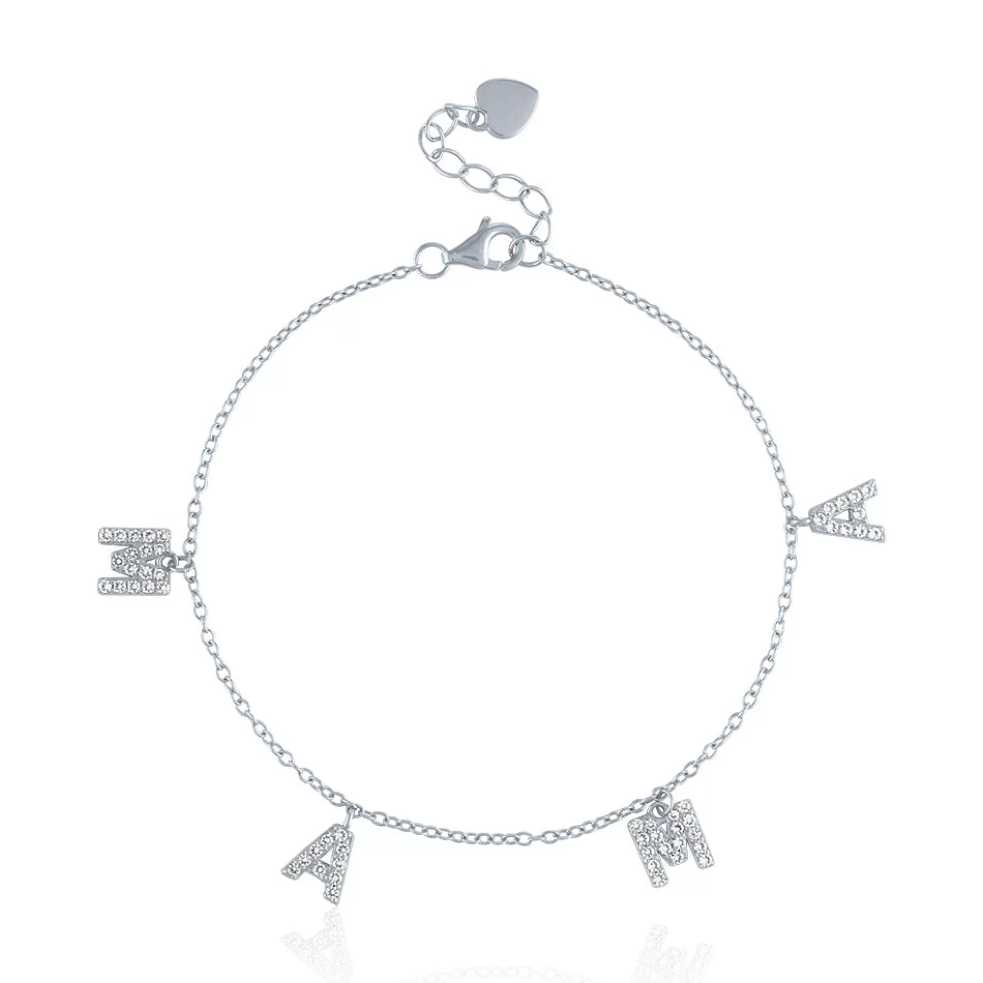 Bracelets^Layering & Stacking Lab Created White Sapphire Mama Bracelet In Sterling Silver