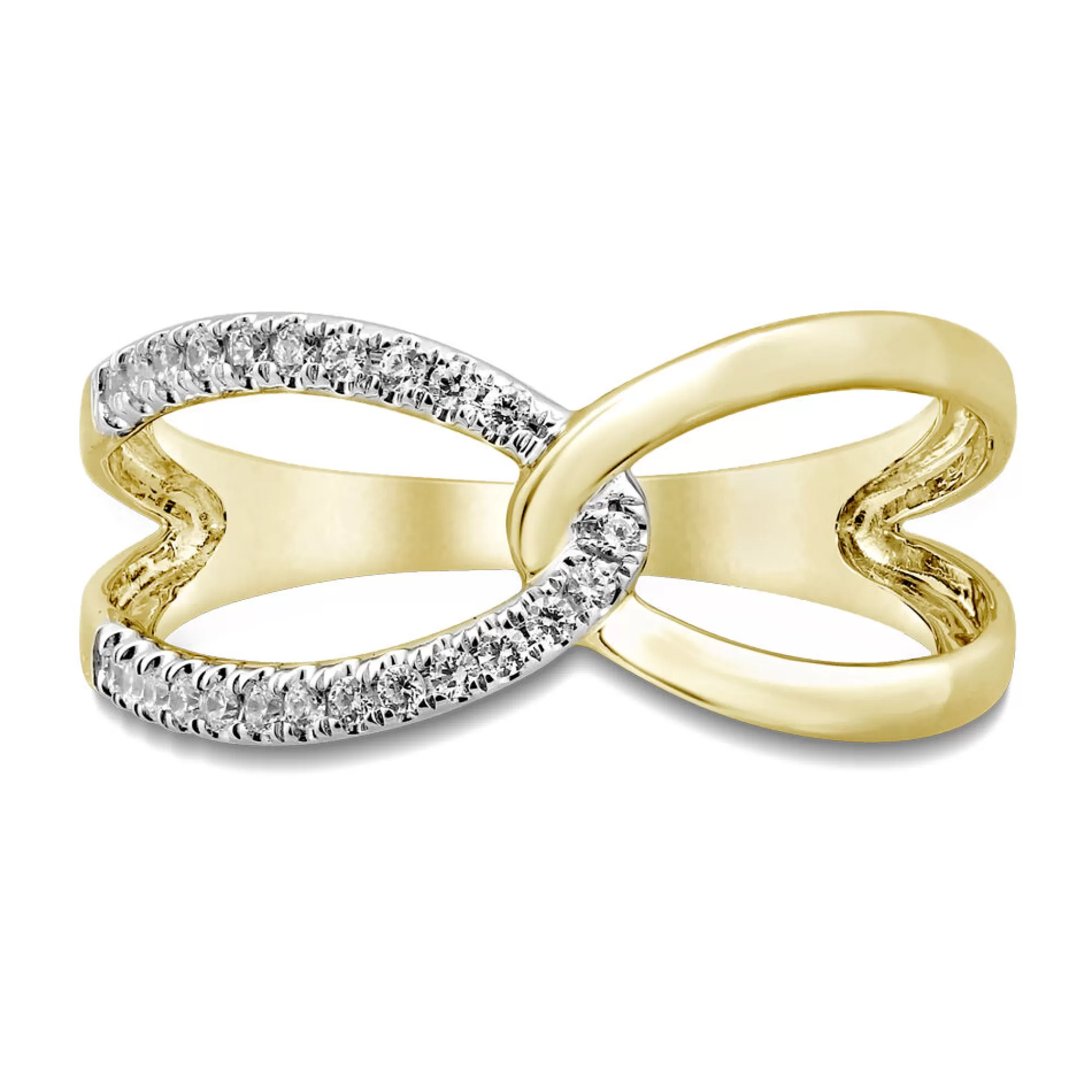 Rings^Linked With Love Lab Grown Diamond Crossover Ring In 10K Yellow Gold (1/7 Ct. Tw.)