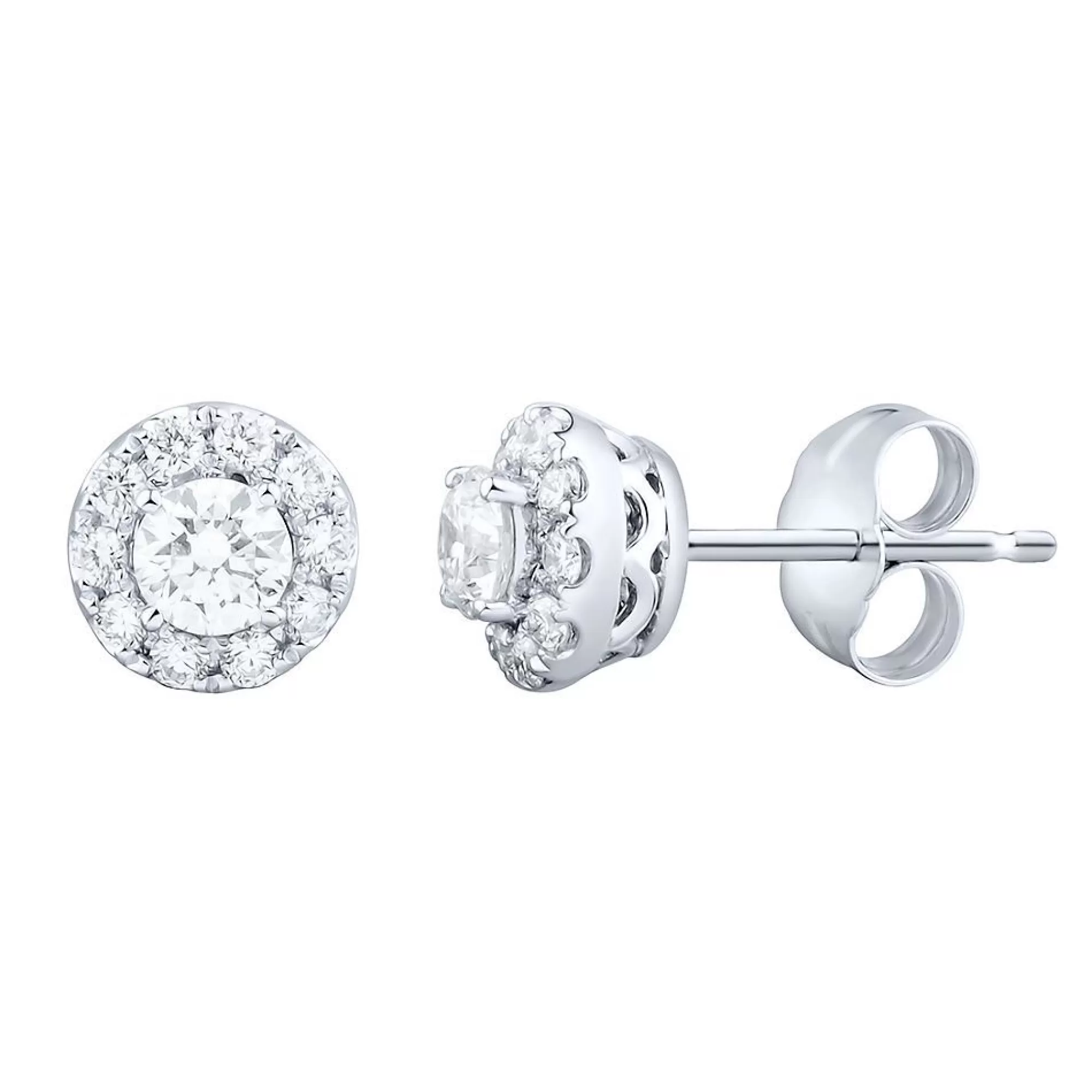 Earrings^Light Heart® Lab Grown Diamond Halo Earrings In 14K White Gold