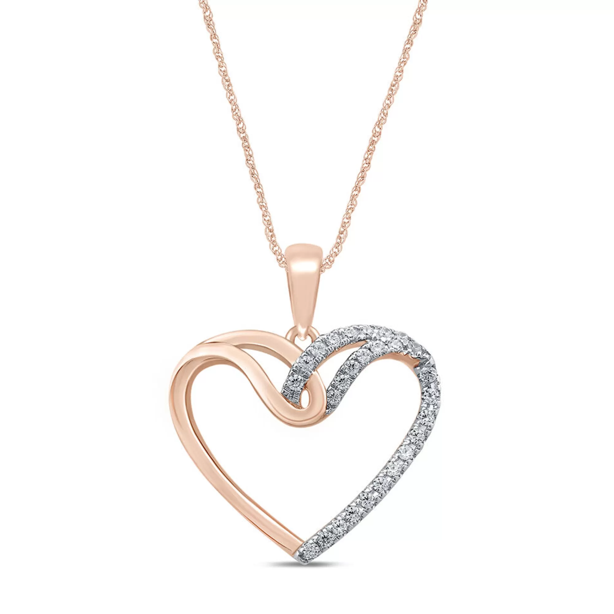 Necklaces & Pendants^Linked With Love Lab Grown Diamond Heart Pendant In 10K Rose Gold (1/5 Ct. Tw.)