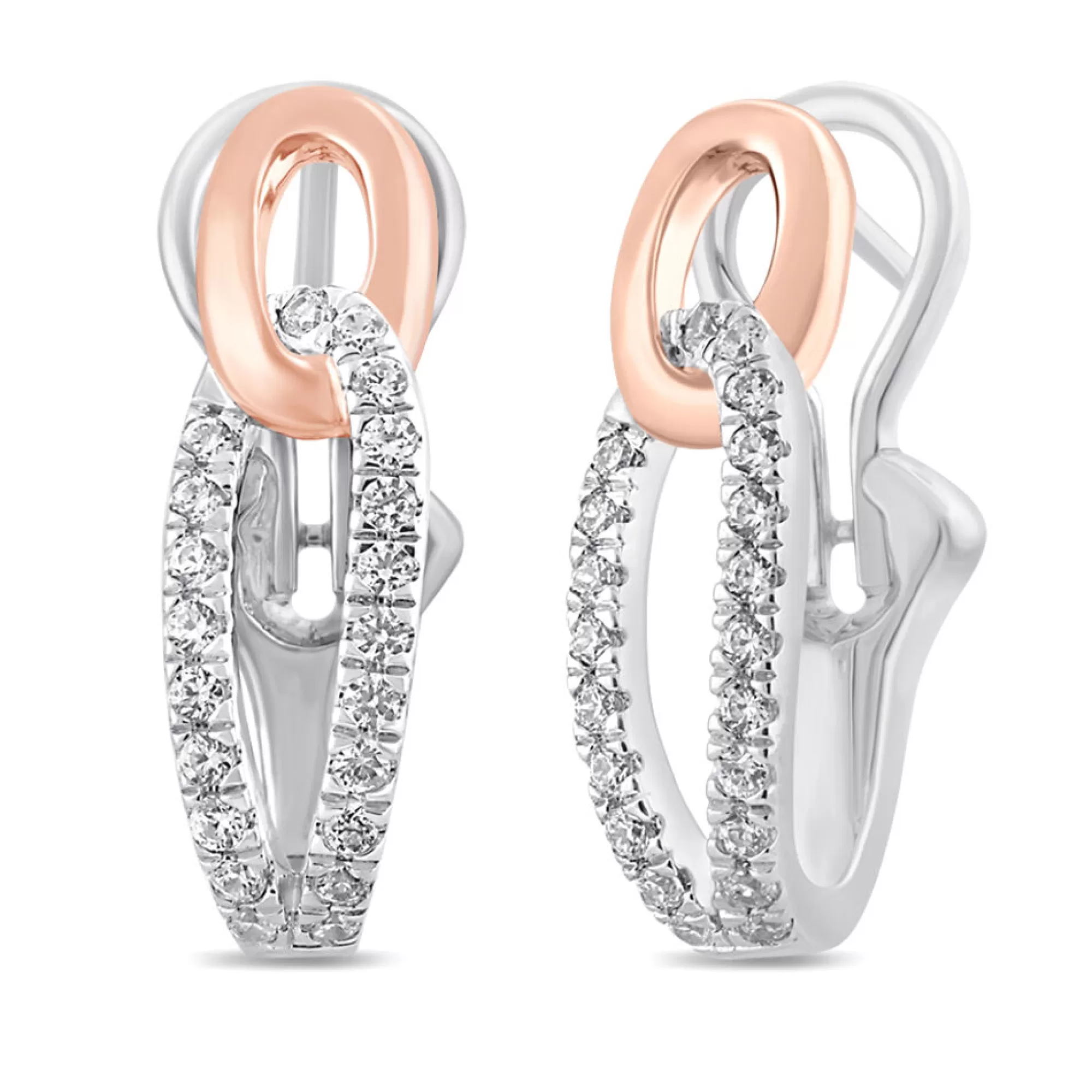 Earrings^Linked With Love Lab Grown Diamond Hoop Earrings In 10K White & Rose Gold (1/3 Ct. Tw.)