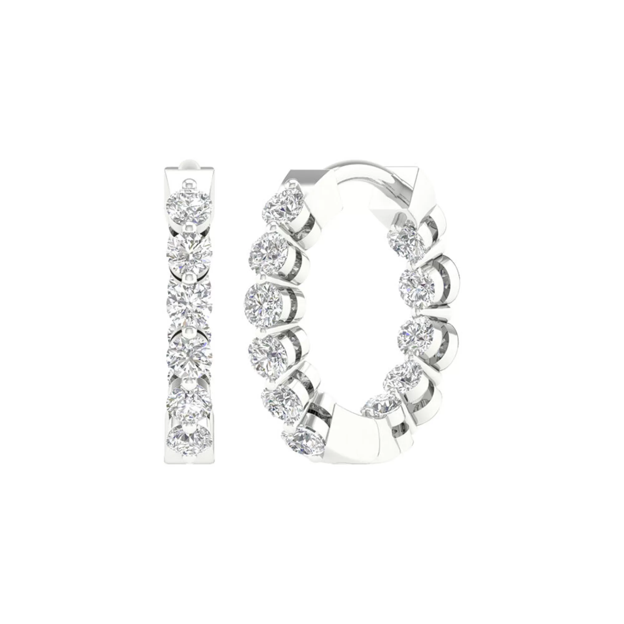 Earrings^Light Heart® Lab Grown Diamond Inside-Out Hoop Earrings In (1/2 Ct. Tw.) 14K White Gold