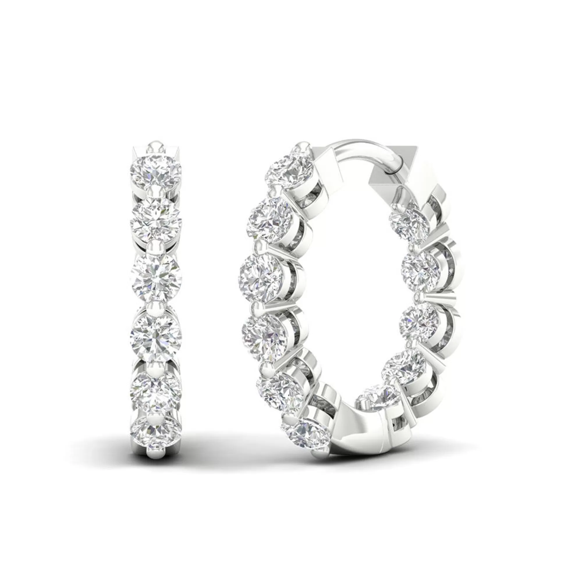 Earrings^Light Heart® Lab Grown Diamond Inside-Out Hoop Earrings In (1 Ct. Tw.) 14K White Gold