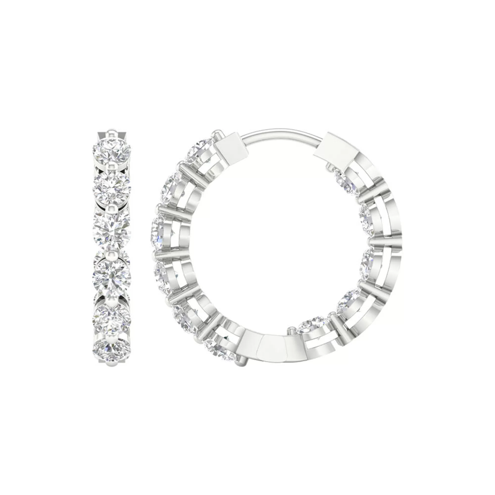 Earrings^Light Heart® Lab Grown Diamond Inside-Out Hoop Earrings In (2 Ct. Tw.) 14K White Gold