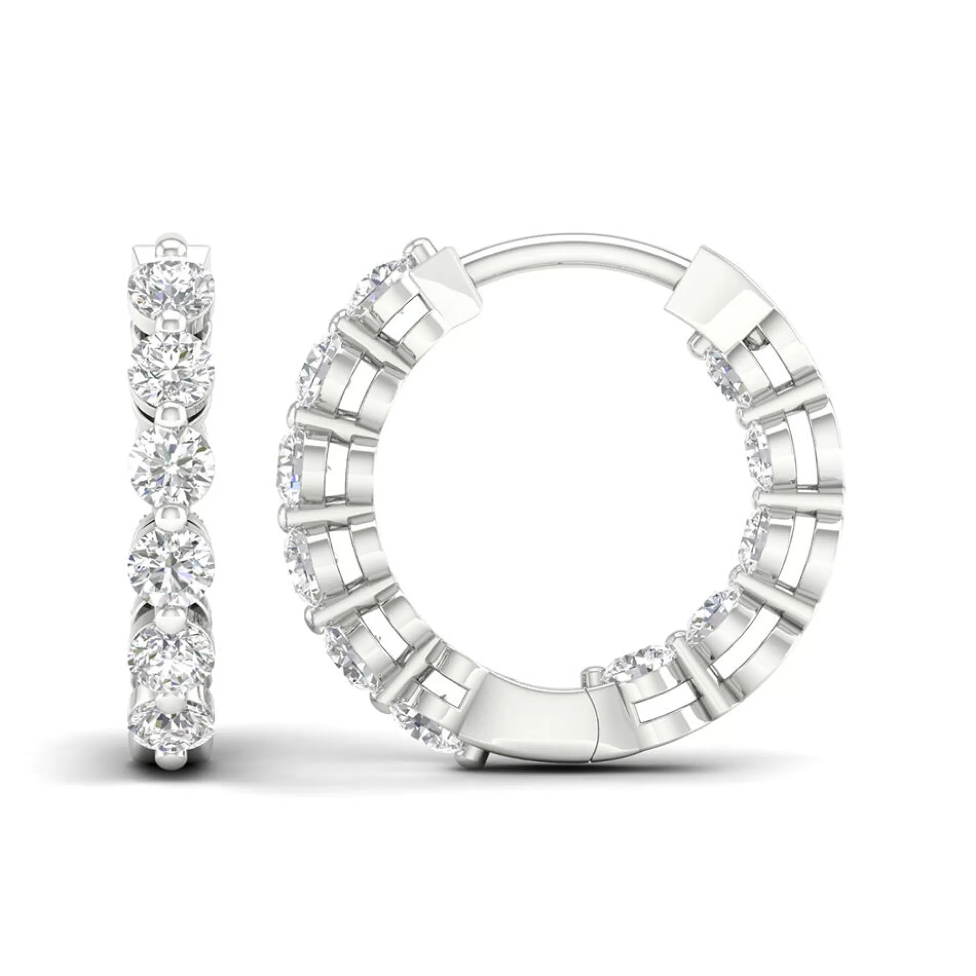 Earrings^Light Heart® Lab Grown Diamond Inside-Out Hoop Earrings In (1 Ct. Tw.) 14K White Gold