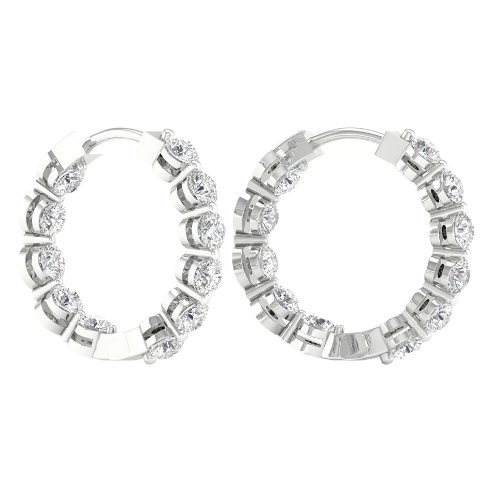 Earrings^Light Heart® Lab Grown Diamond Inside-Out Hoop Earrings In (2 Ct. Tw.) 14K White Gold