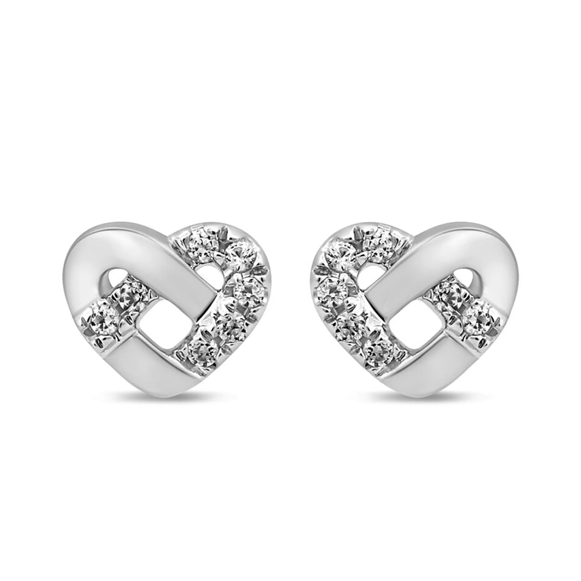 Earrings^Linked With Love Lab Grown Diamond Knotted Heart Stud Earrings In 10K White Gold