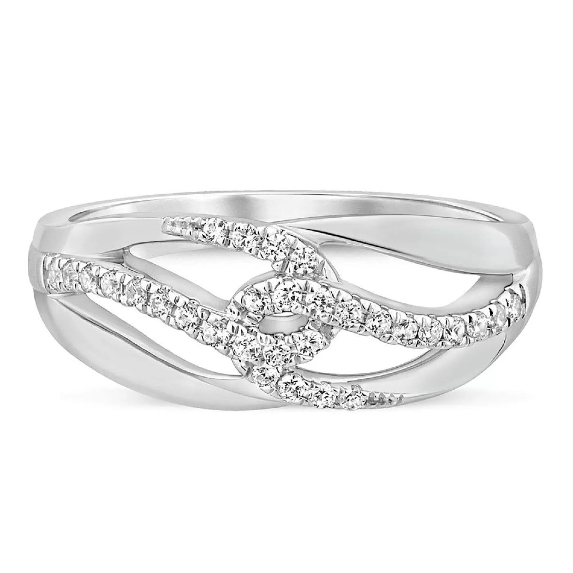 Rings^Linked With Love Lab Grown Diamond Loop Band In 10K White Gold (1/7 Ct. Tw.)