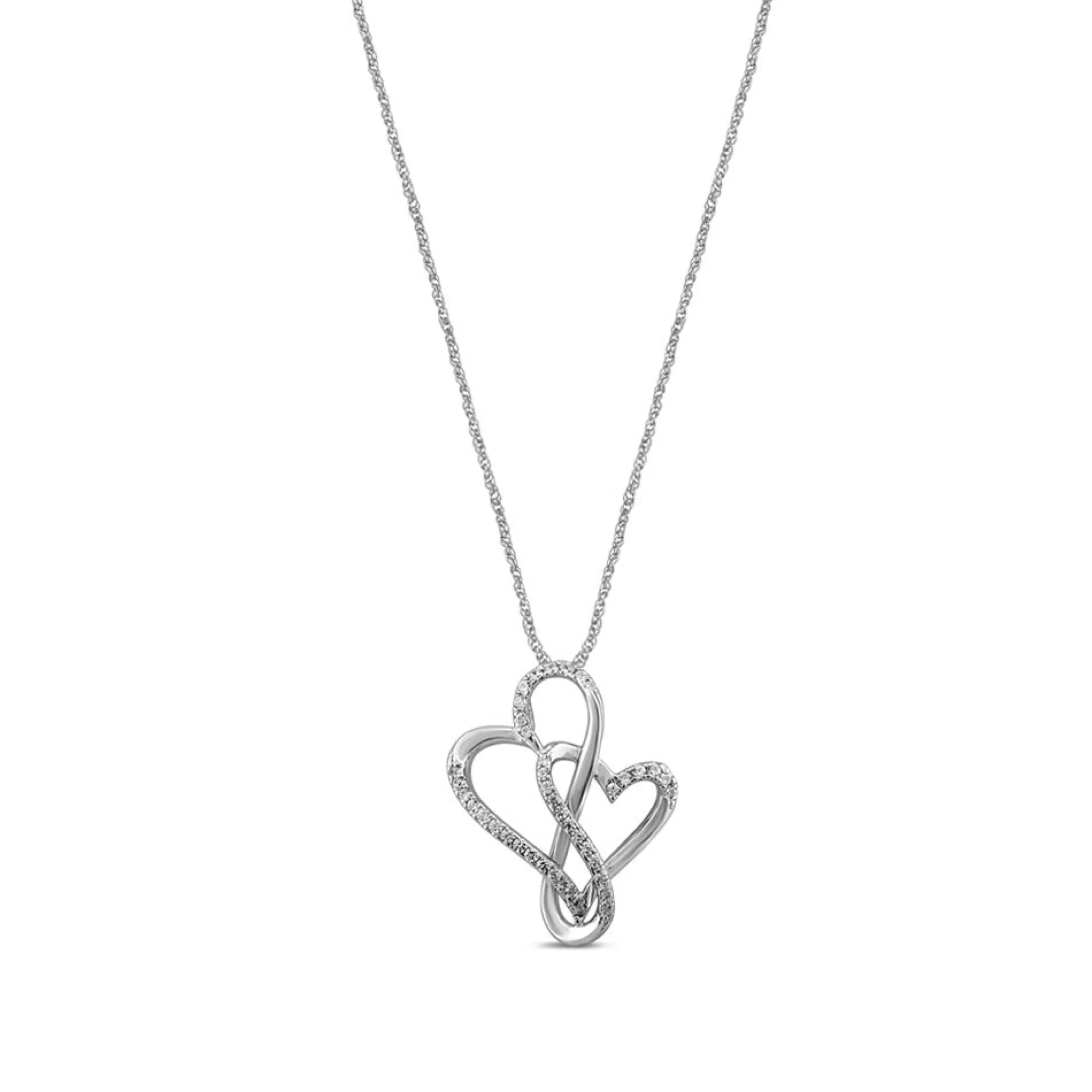 Necklaces & Pendants^Linked With Love Lab Grown Diamond Pendant Pair Of Hearts In 10K White Gold (1/4 Ct. Tw.)