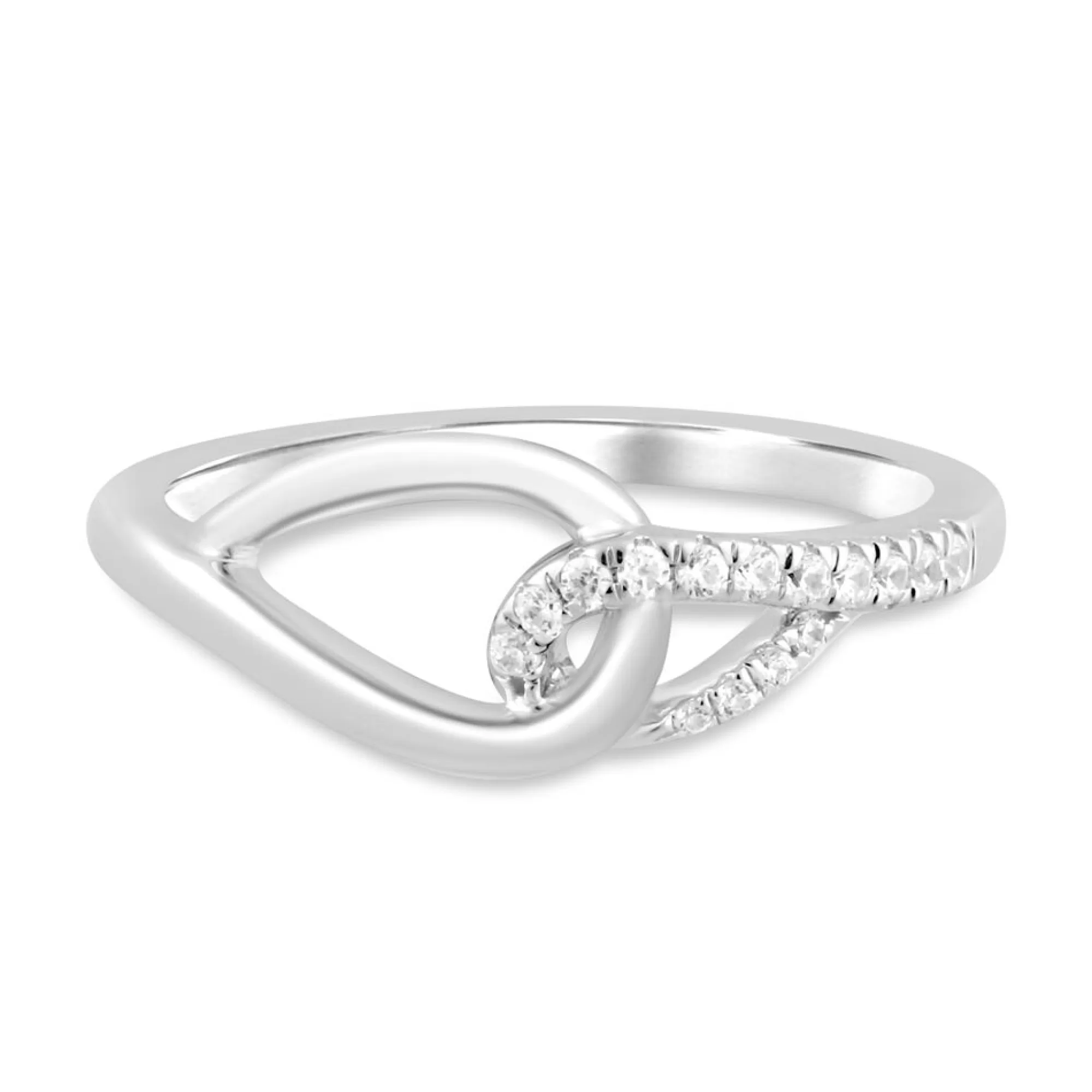 Rings^Linked With Love Lab Grown Diamond Ring With Locked Loops In 10K White Gold (1/10 Ct. Tw.)