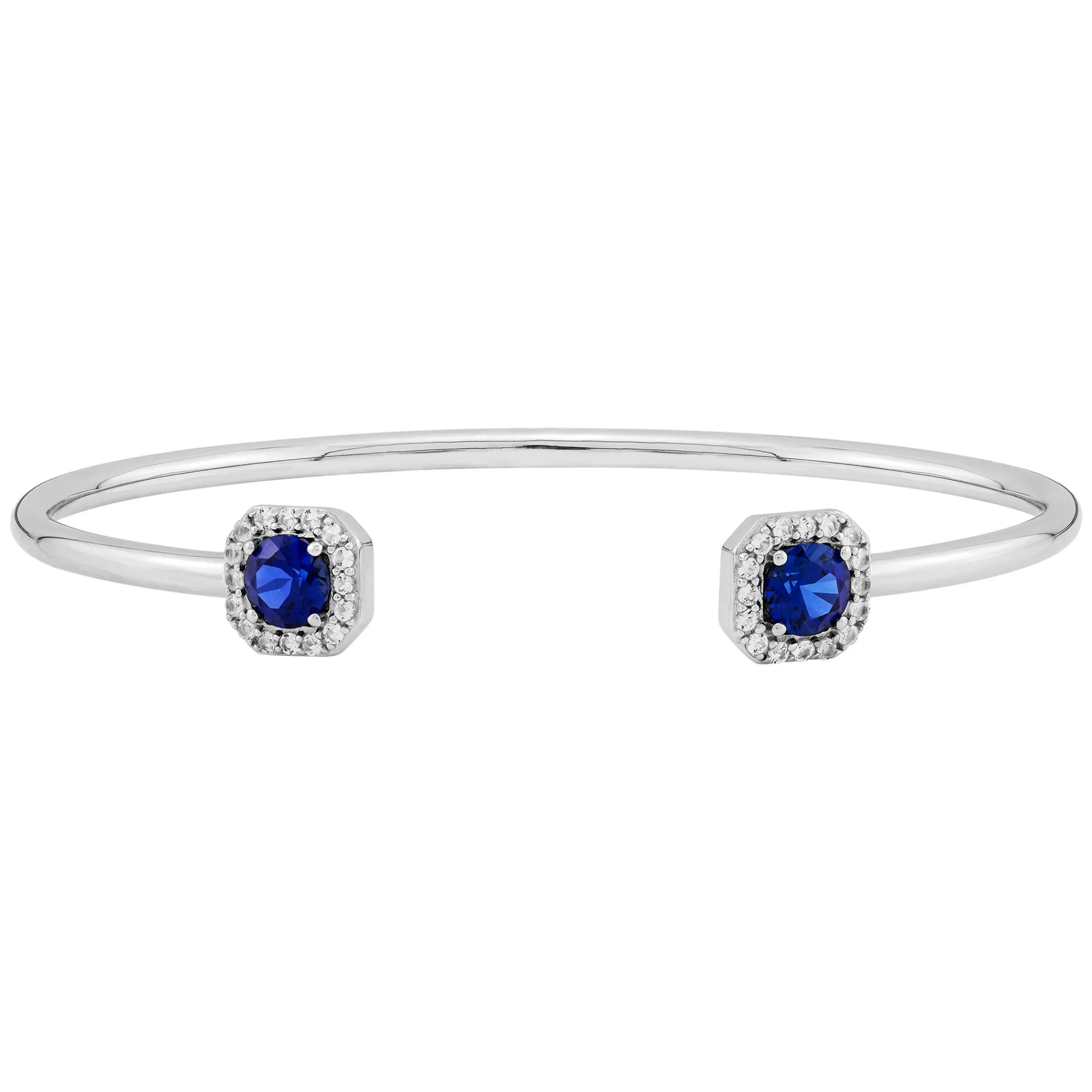 Bracelets^Layering & Stacking Lab-Created Blue Sapphire Cuff Bracelet With Lab-Created White Sapphire In Sterling Silver