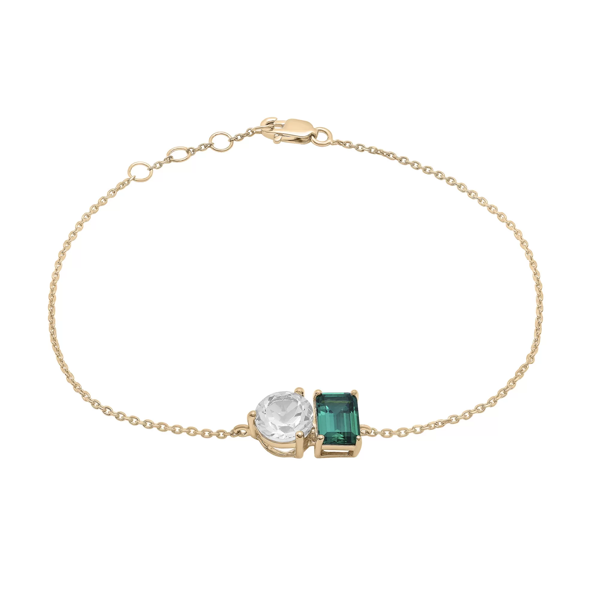 Bracelets^Laure by Aurate Lab-Created Emerald And Lab-Created White Sapphire Two-Stone Bracelet In Vermeil